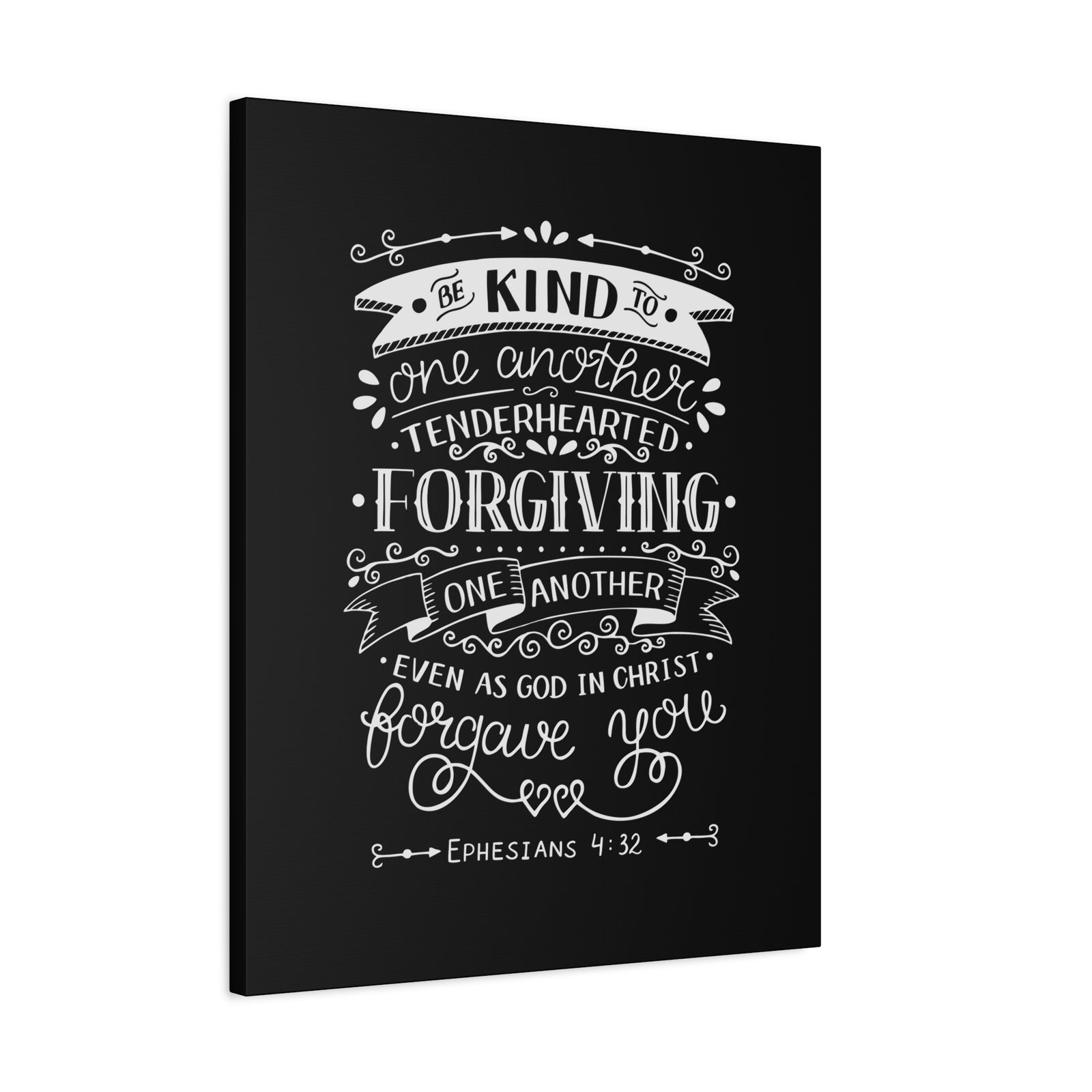 Scripture Canvas Tenderhearted Black Ephesians 4:32 Christian Wall Art Bible Verse Print Ready to Hang-Express Your Love Gifts
