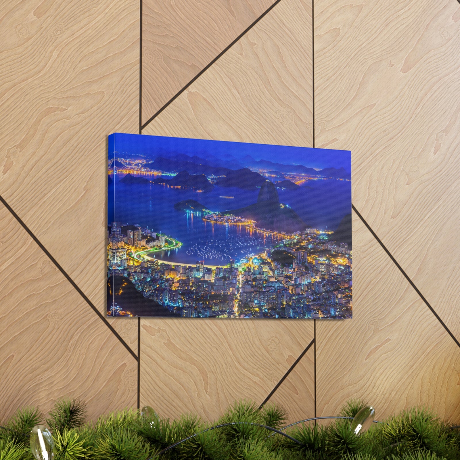 Rio de Janeiro Night Skyline Canvas Artwork High-Quality Breathtaking Stunning Cityscape for Home Decor Ready to Hang-Express Your Love Gifts