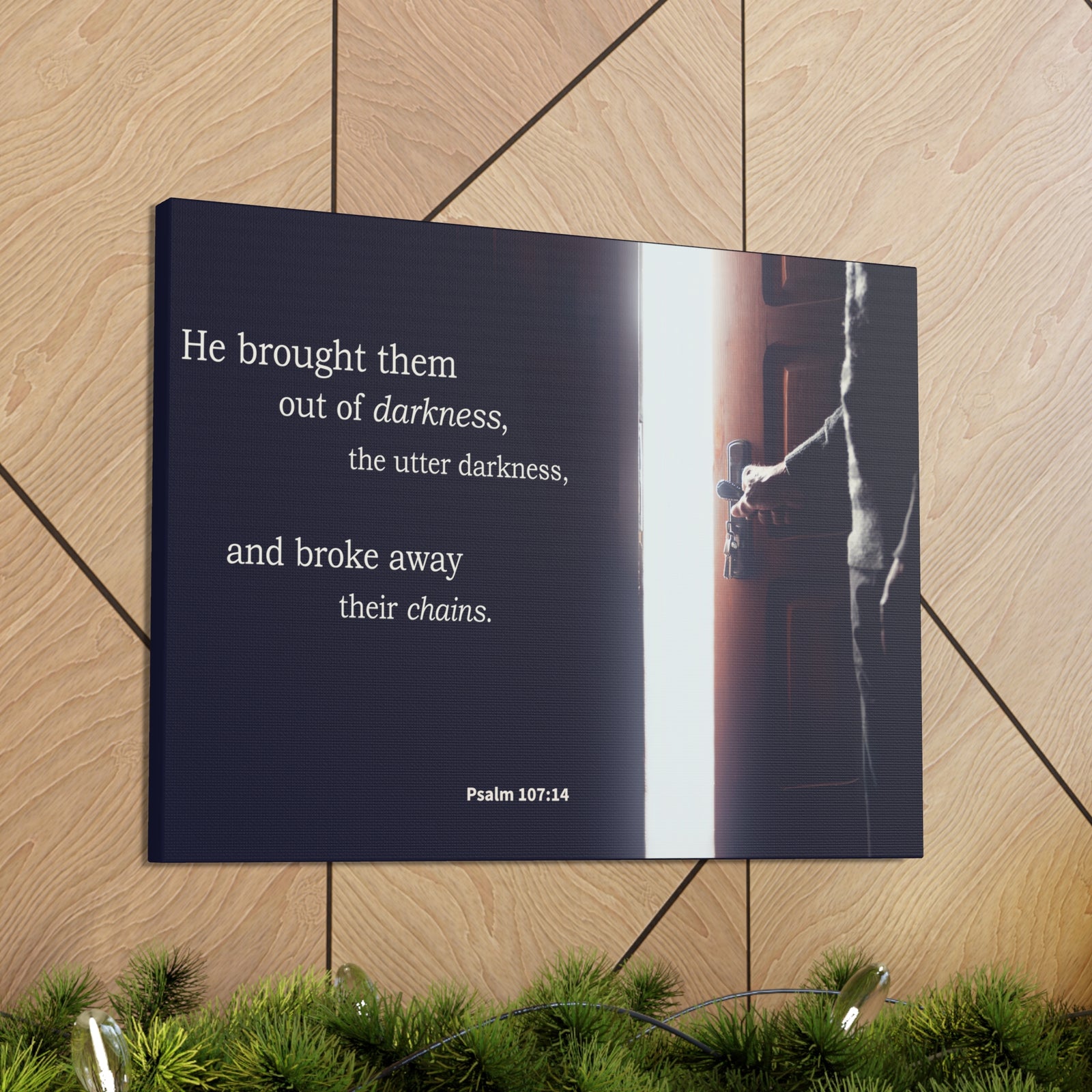 Scripture Walls He Brought Them Psalm 107:14 Bible Verse Canvas Christian Wall Art Ready to Hang-Express Your Love Gifts