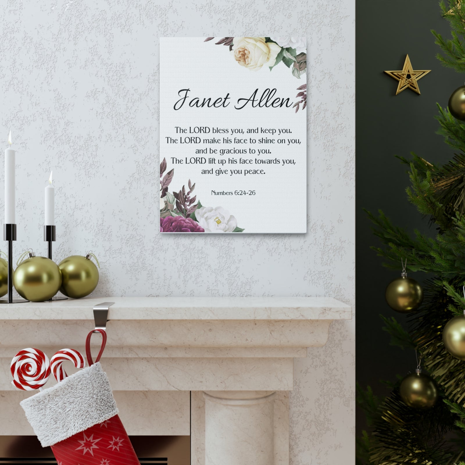 Scripture Walls Personalized Numbers 6:24-26 Bible Chapter Canvas Christian Wall Art Ready to Hang-Express Your Love Gifts