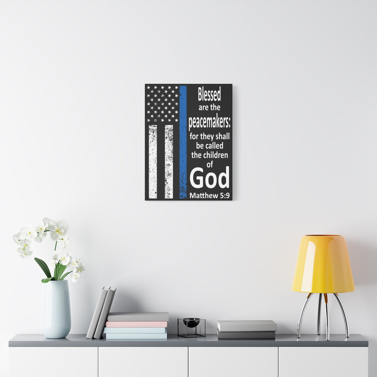 Scripture Walls Matthew 5:9 Police Officer Sign Bible Canvas Christian Wall Art Ready to Hang Unframed-Express Your Love Gifts
