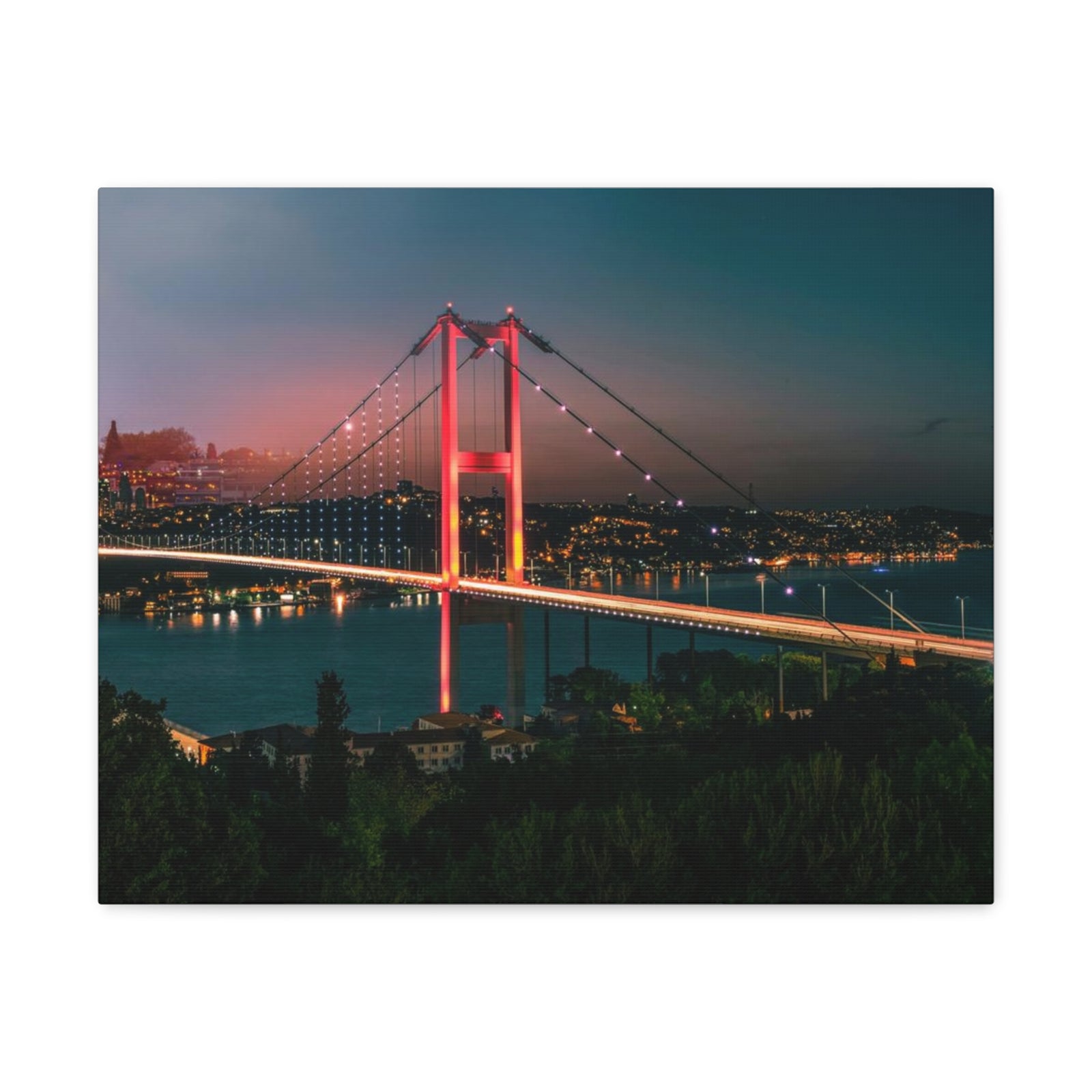 Istanbul Night Skyline Canvas Artwork High-Quality Breathtaking Stunning Cityscape for Home Decor Ready to Hang-Express Your Love Gifts