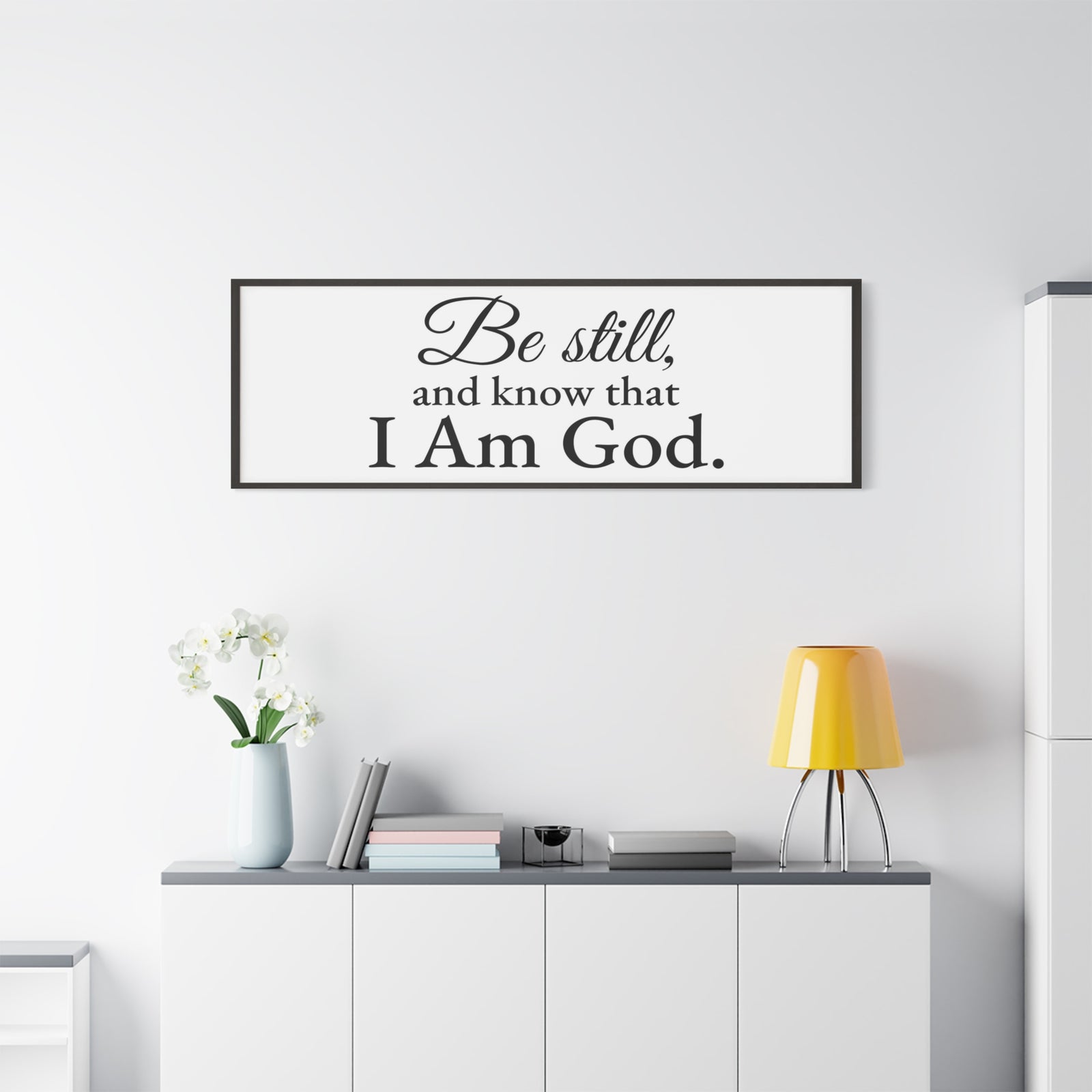 Scripture Walls Be Still Psalm 46:10 White Bible Verse Canvas Christian Wall Art Ready to Hang Unframed-Express Your Love Gifts