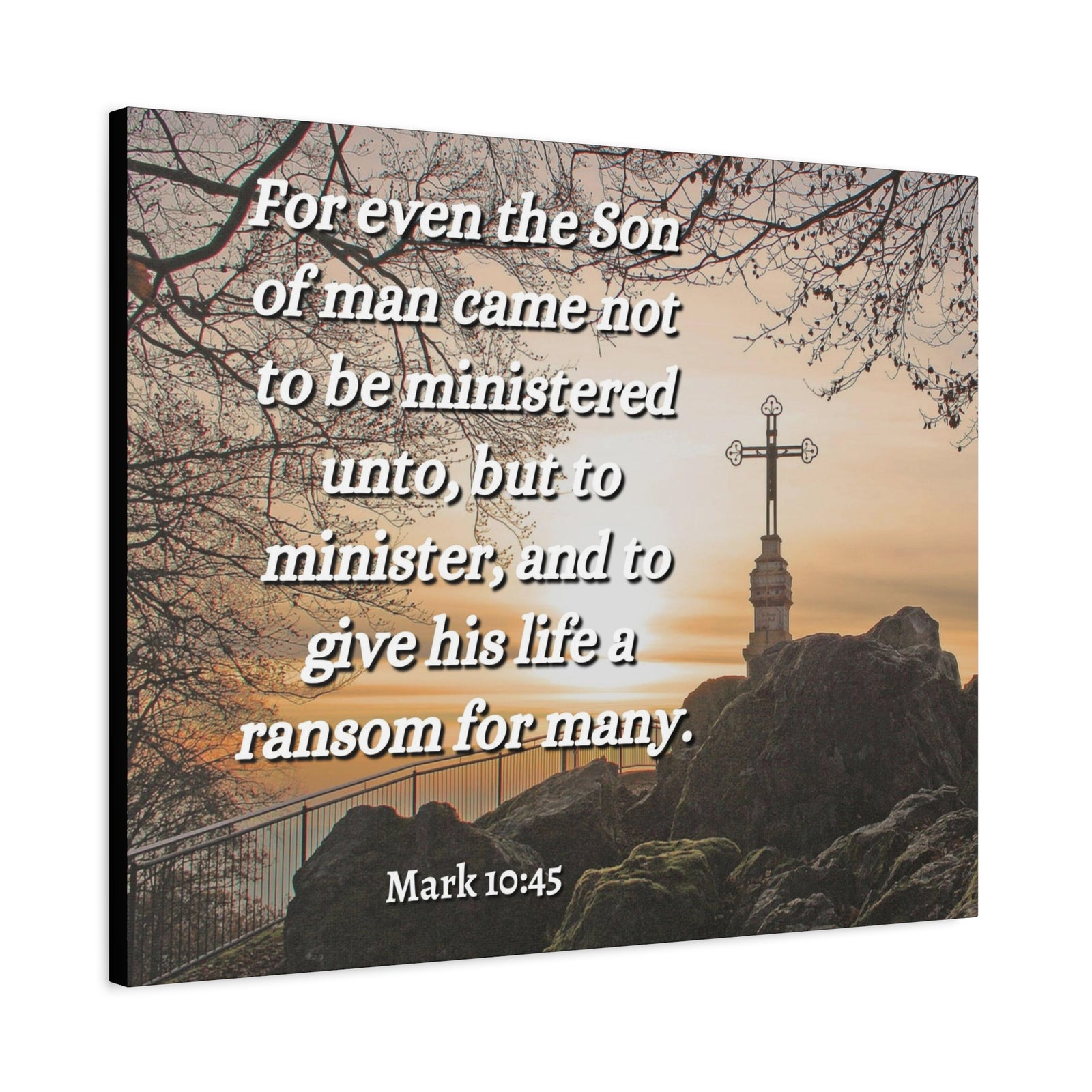Scripture Canvas Son Of Man Mark 10:45 Christian Wall Art Bible Verse Print Ready to Hang-Express Your Love Gifts