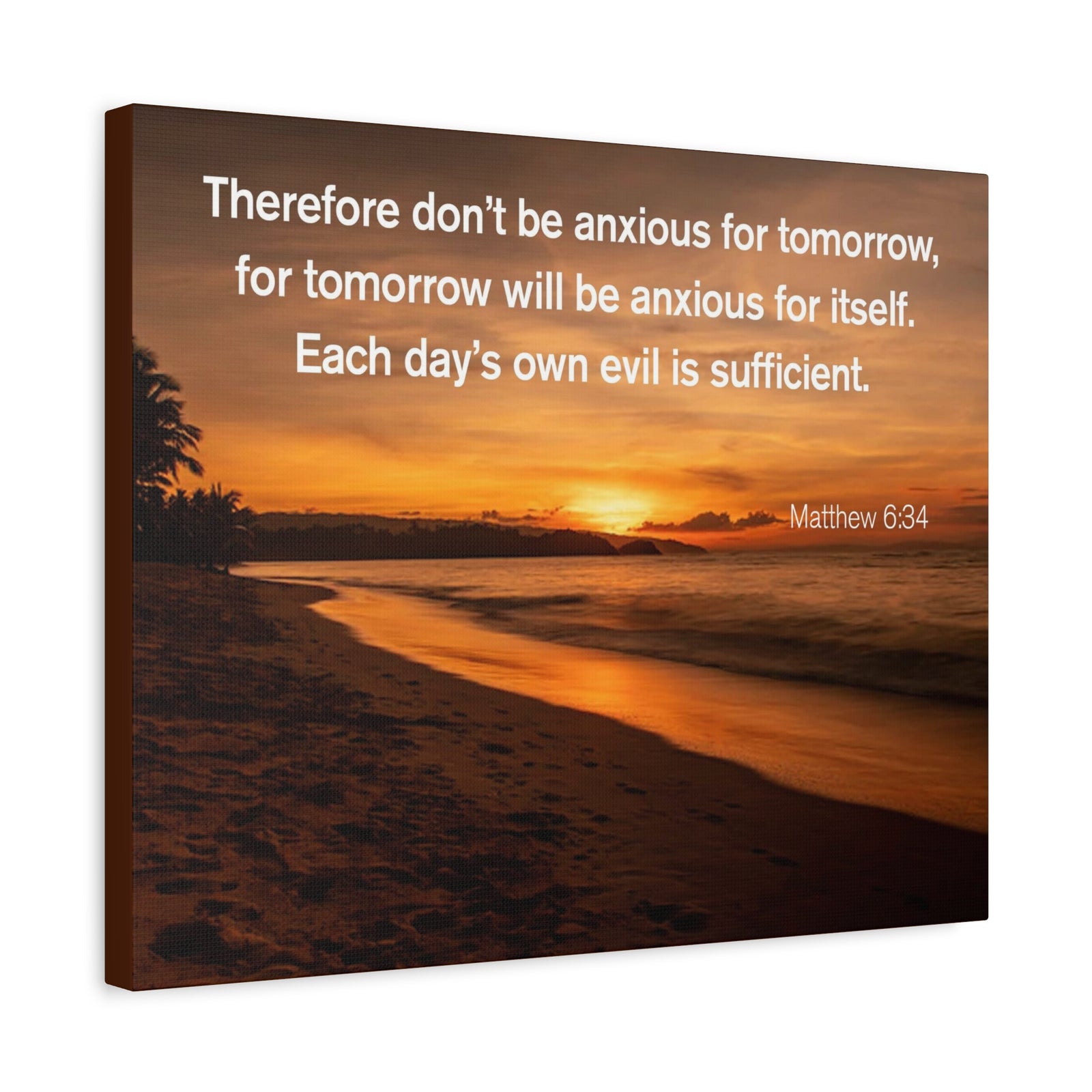 Scripture Walls Don't Be Anxious for Tomorrow Matthew 6:34 Christian Wall Art Print Ready to Hang Unframed-Express Your Love Gifts