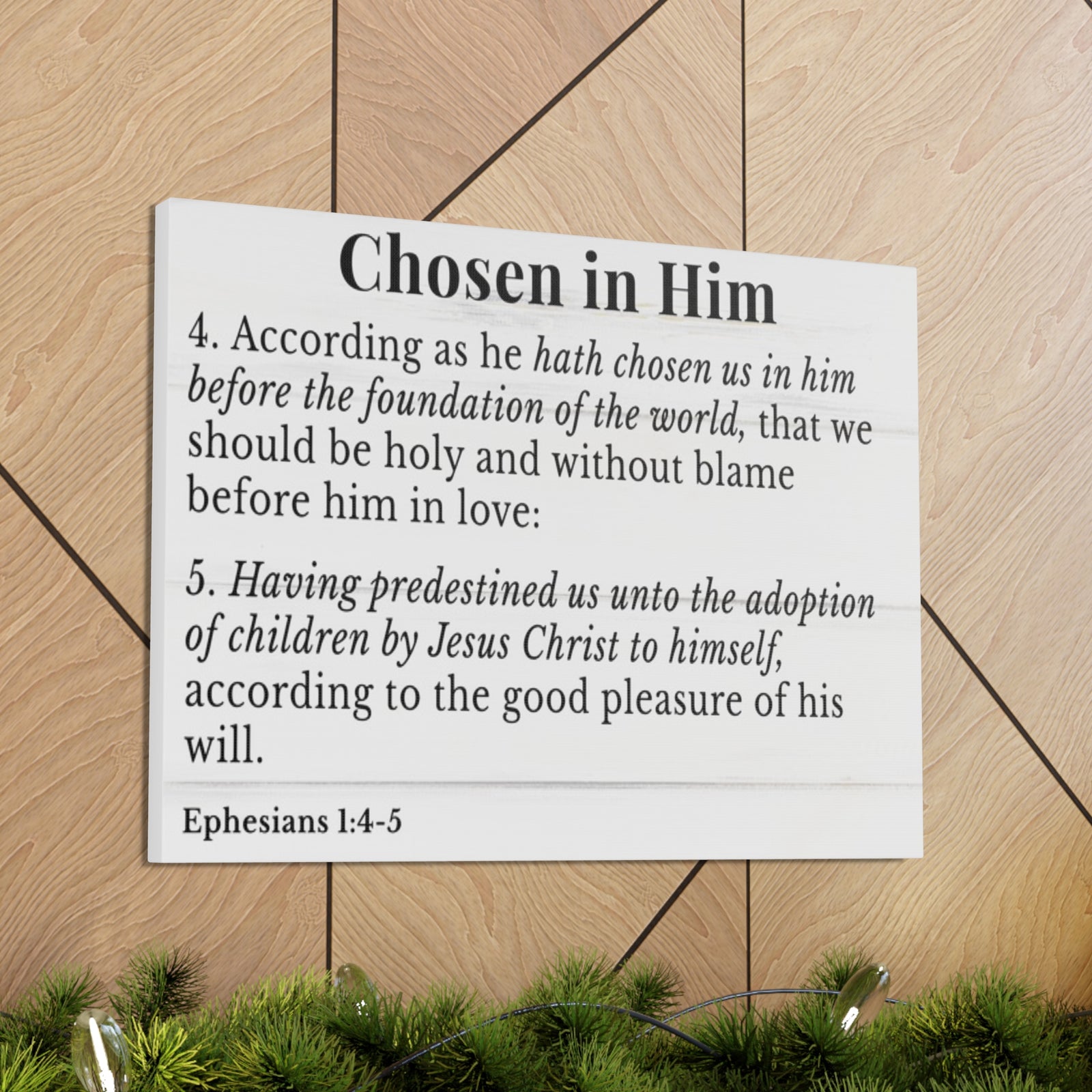 Scripture Walls Ephesians 1:4-5 Chosen in Christ White Bible Verse Canvas Christian Wall Art Ready to Hang Unframed-Express Your Love Gifts