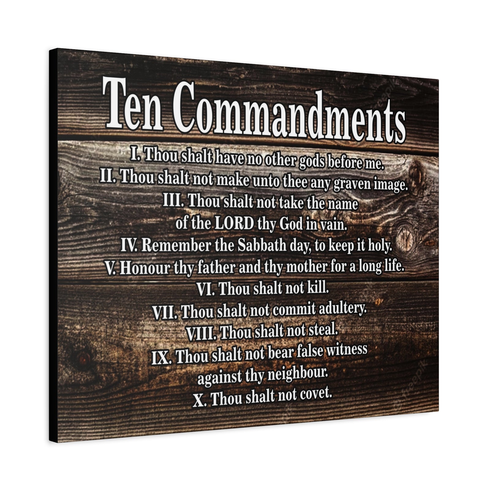 Scripture Canvas Ten Commandments Wood Brown Christian Wall Art Print Ready to Hang-Express Your Love Gifts
