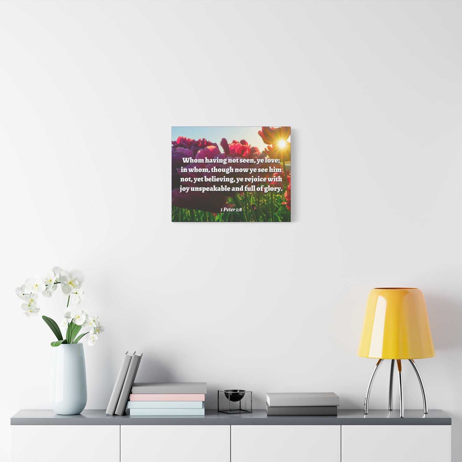 Scripture Canvas Not Seen 1 Peter 1:8 Christian Wall Art Bible Verse Print Ready to Hang-Express Your Love Gifts