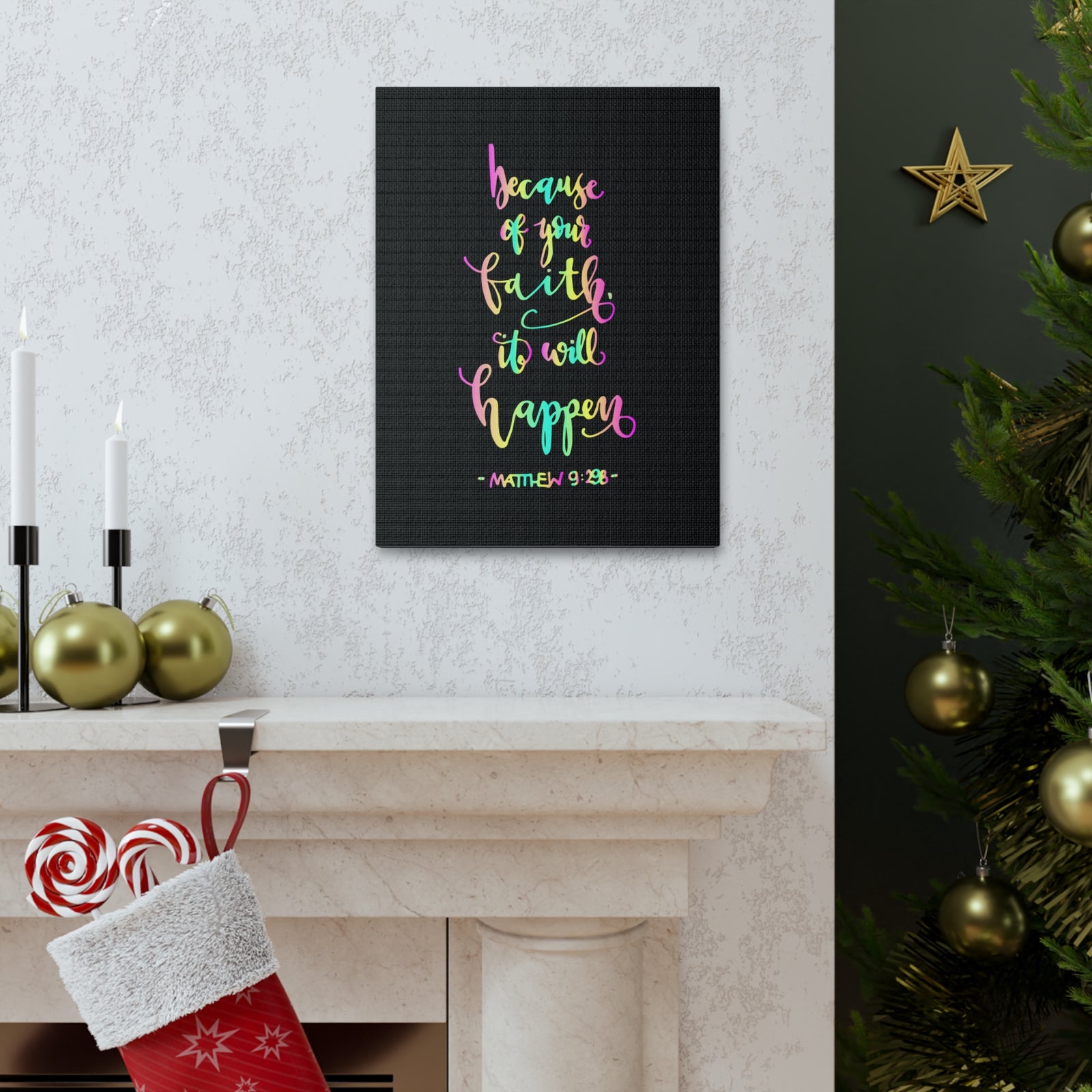 Scripture Canvas Because Of Your Faith Matthew 9:29 Christian Wall Art Bible Verse Print Ready To Hang-Express Your Love Gifts
