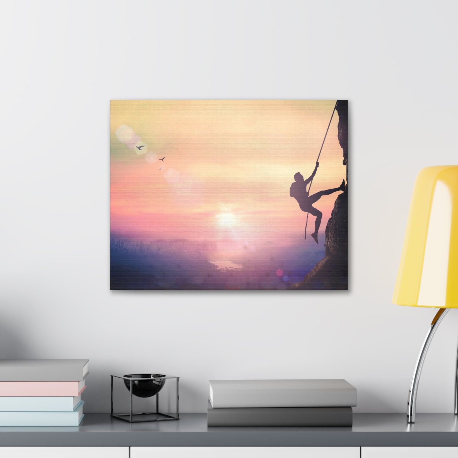 Man Climbing High Mountain Nature Wilderness Photography Canvas Wall Art for Home Decor Ready-to-Hang-Express Your Love Gifts
