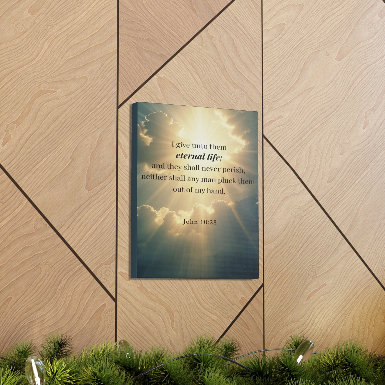 Scripture Walls John 10:28 Eternal Assurance Bible Verse Canvas Christian Wall Art Ready to Hang Unframed-Express Your Love Gifts