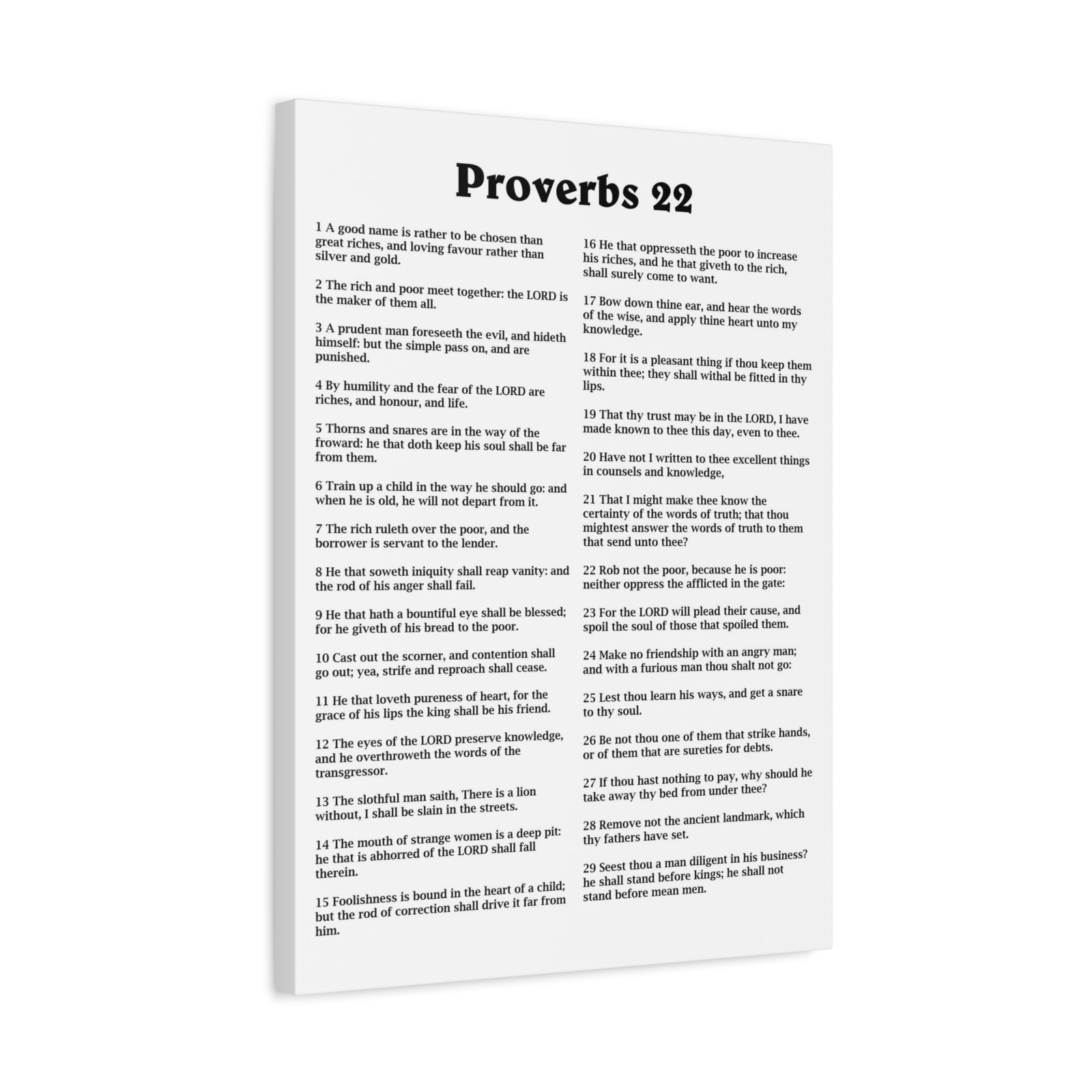 Scripture Walls Proverbs Chapter 22 White Bible Canvas Christian Wall Art Ready to Hang Unframed-Express Your Love Gifts
