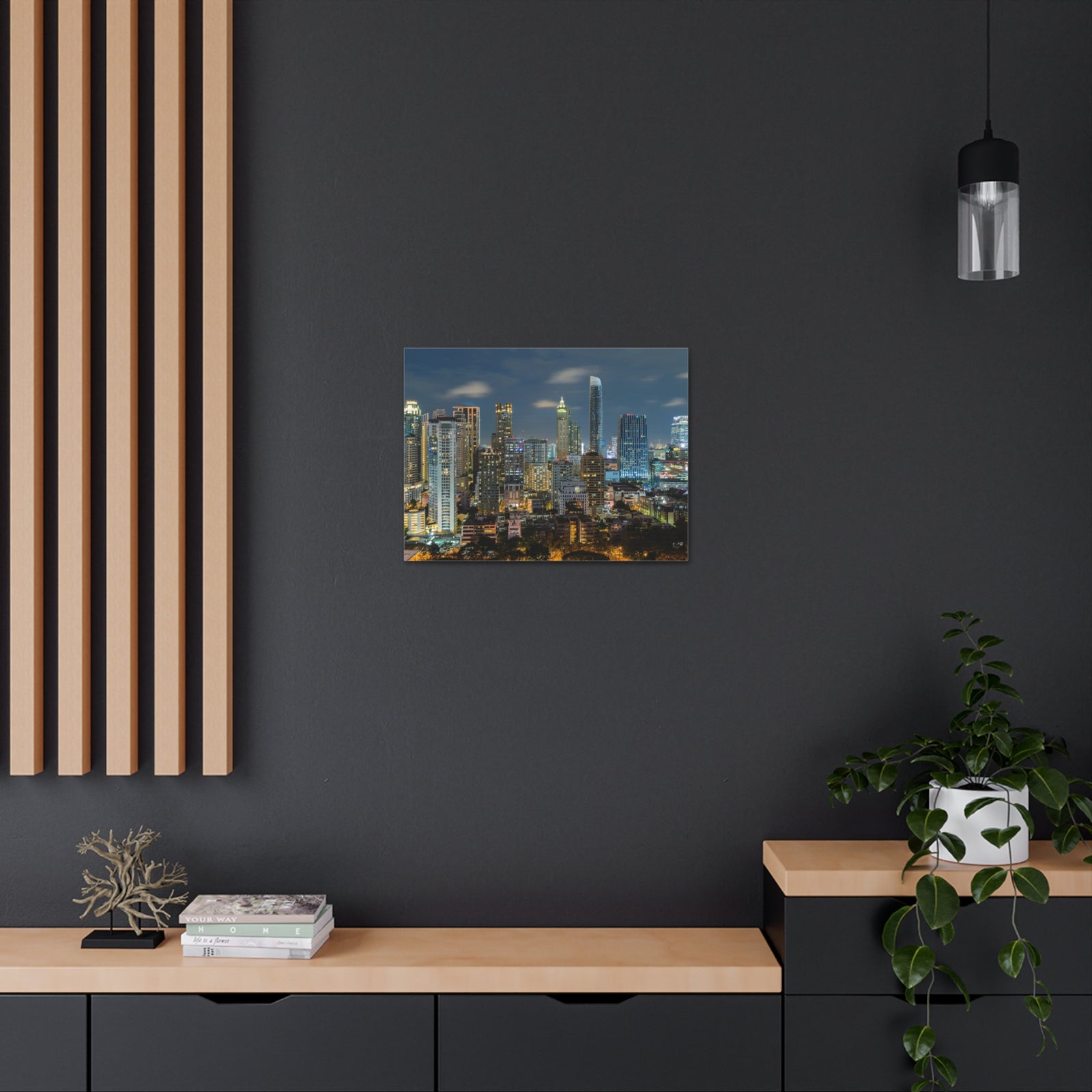 Bangkok Night Skyline Canvas Artwork High-Quality Breathtaking Stunning Cityscape for Home Decor Ready to Hang-Express Your Love Gifts