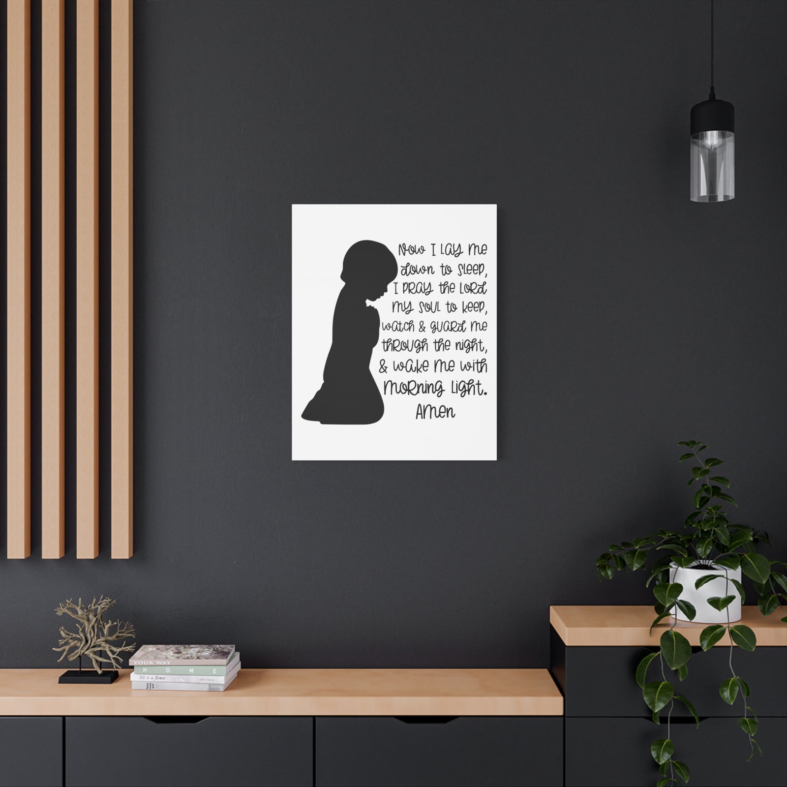 Scripture Canvas Wake Me With Morning Psalms 4:8 Christian Wall Art Print Ready to Hang-Express Your Love Gifts