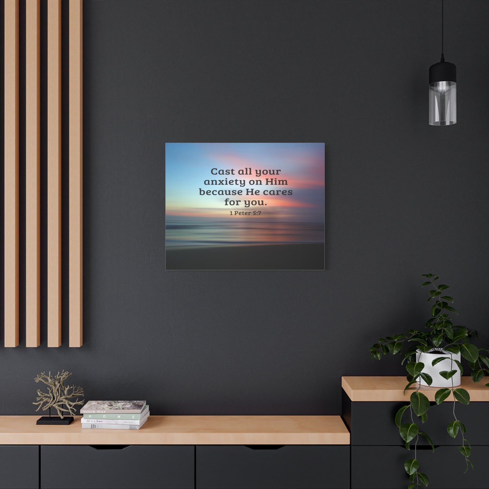 Scripture Walls He Cares For You 1 Peter 5:7 Bible Verse Canvas Christian Wall Art Ready to Hang-Express Your Love Gifts