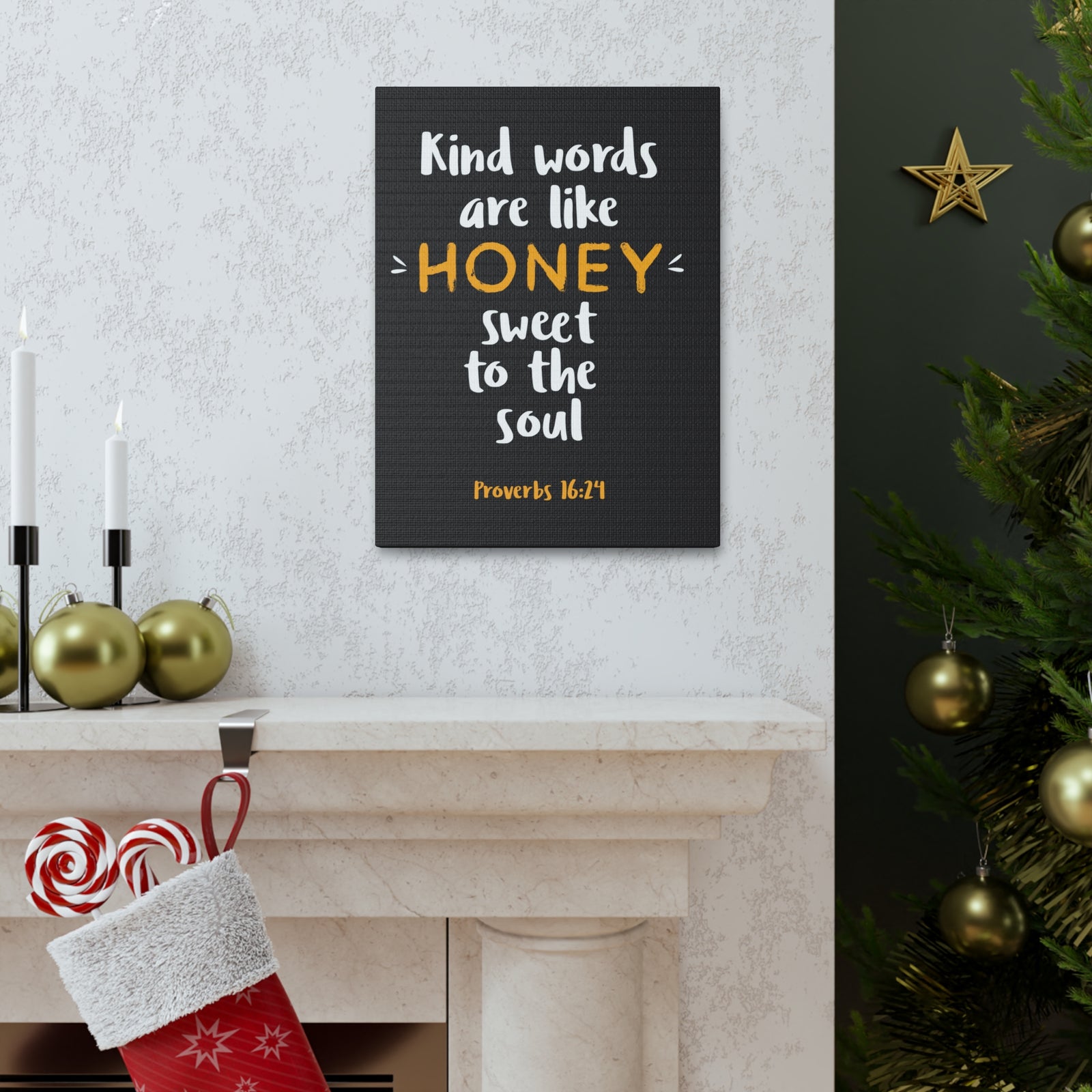Scripture Walls Kind Words Are Like Honey Proverbs 16:24 Bible Verse Canvas Christian Wall Art Ready To Hang-Express Your Love Gifts