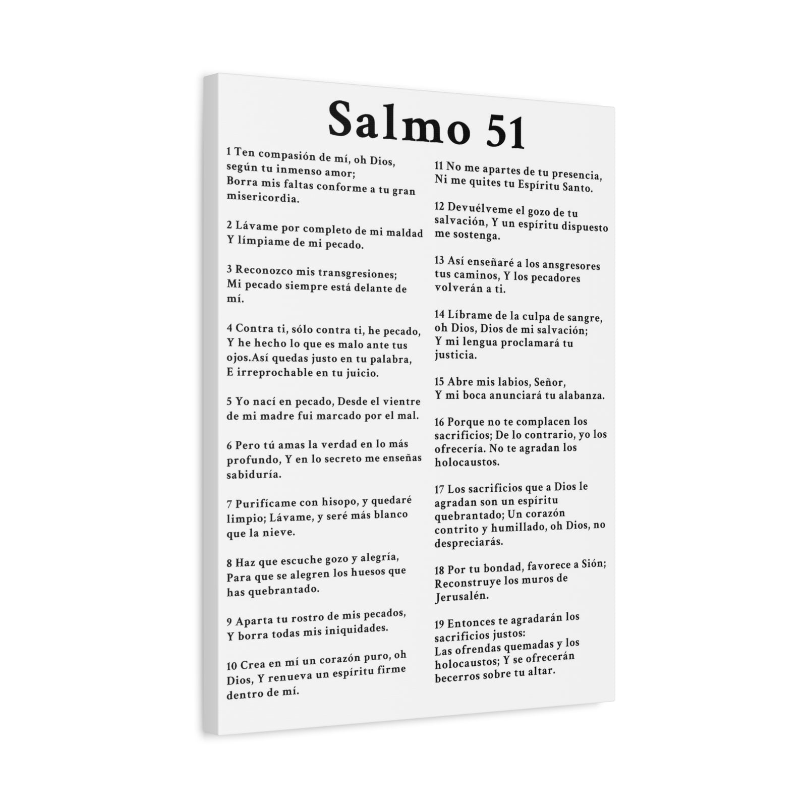 Scripture Walls Salmo 51 Chapter White Christian Wall Art Print Ready to Hang Unframed-Express Your Love Gifts