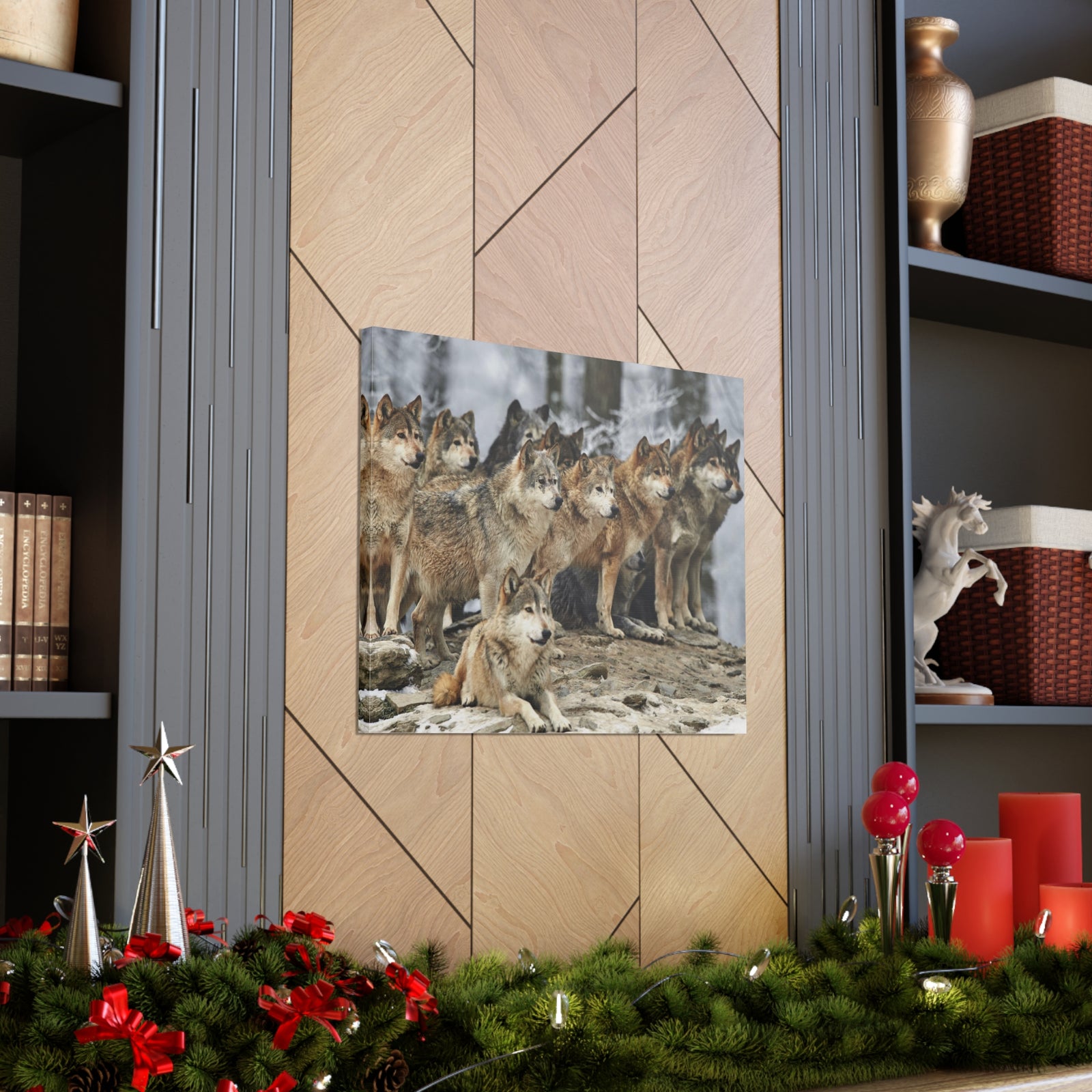 Wolf Pack Ready To Hang Stretched Canvas Wall Art-Express Your Love Gifts