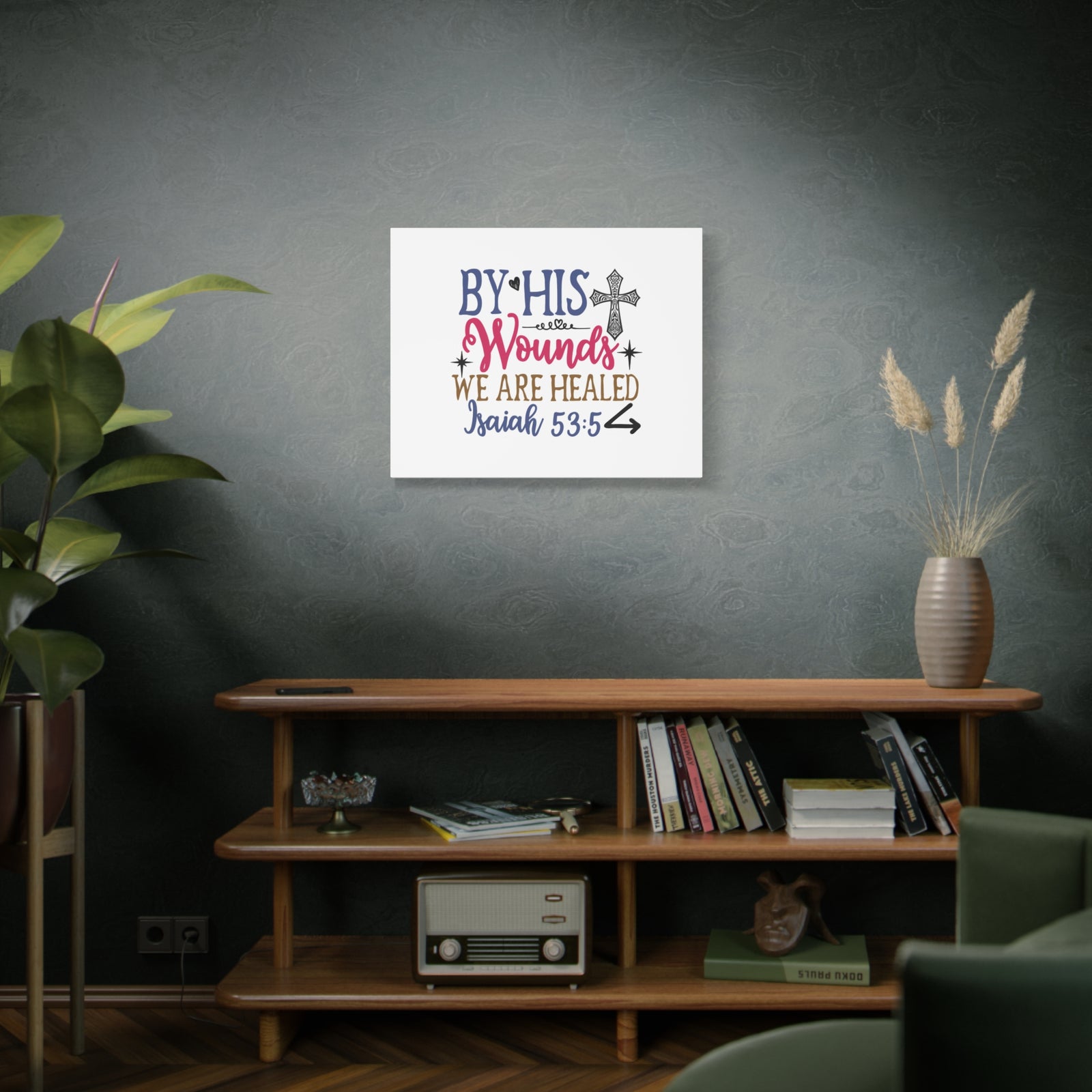 Scripture Walls Isaiah 53:5 Rubies Bible Verse Canvas Christian Wall Art Ready to Hang Unframed-Express Your Love Gifts
