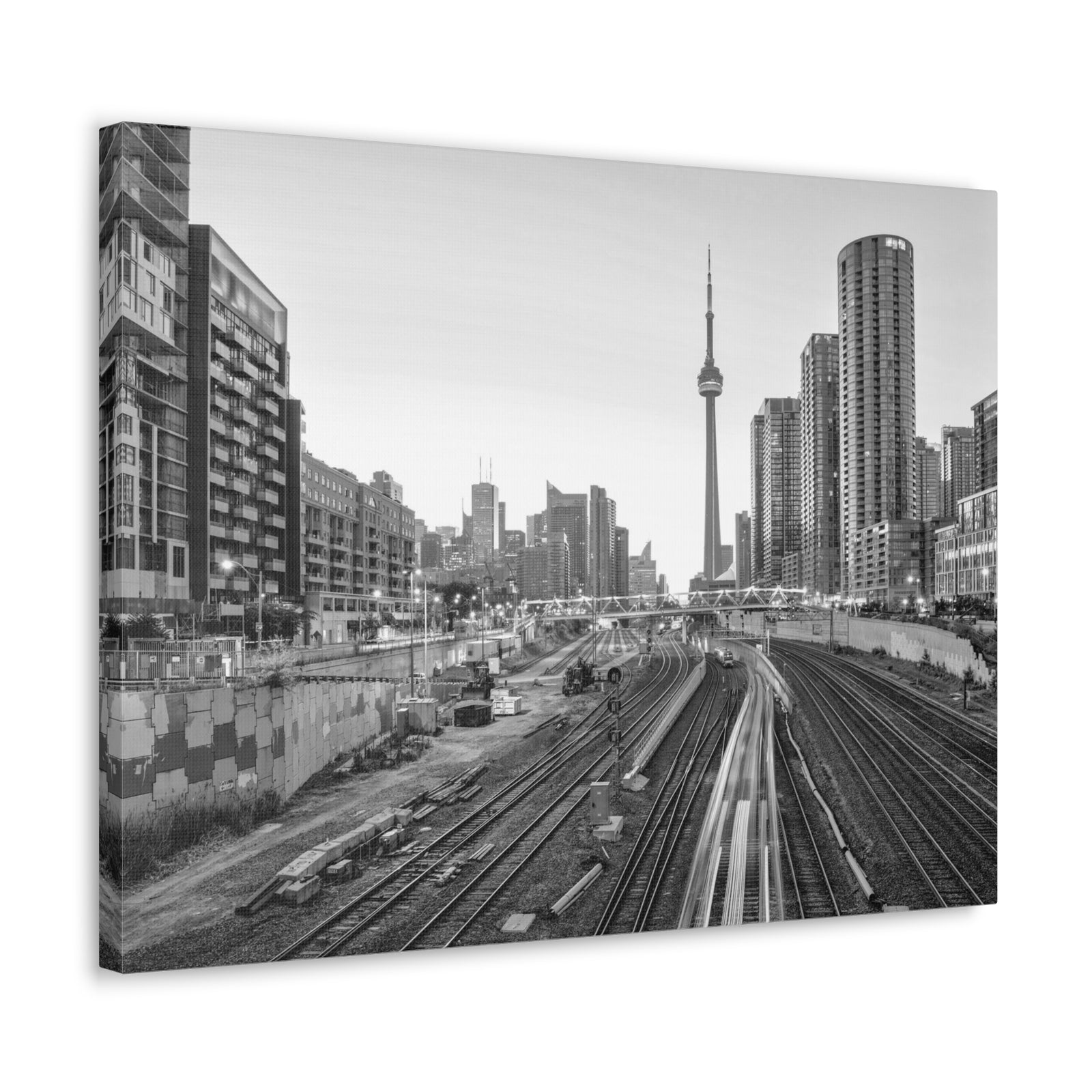 Toronto Black And White Skyline Canvas Artwork High-Quality Breathtaking Stunning Cityscape for Home Decor Ready to Hang-Express Your Love Gifts