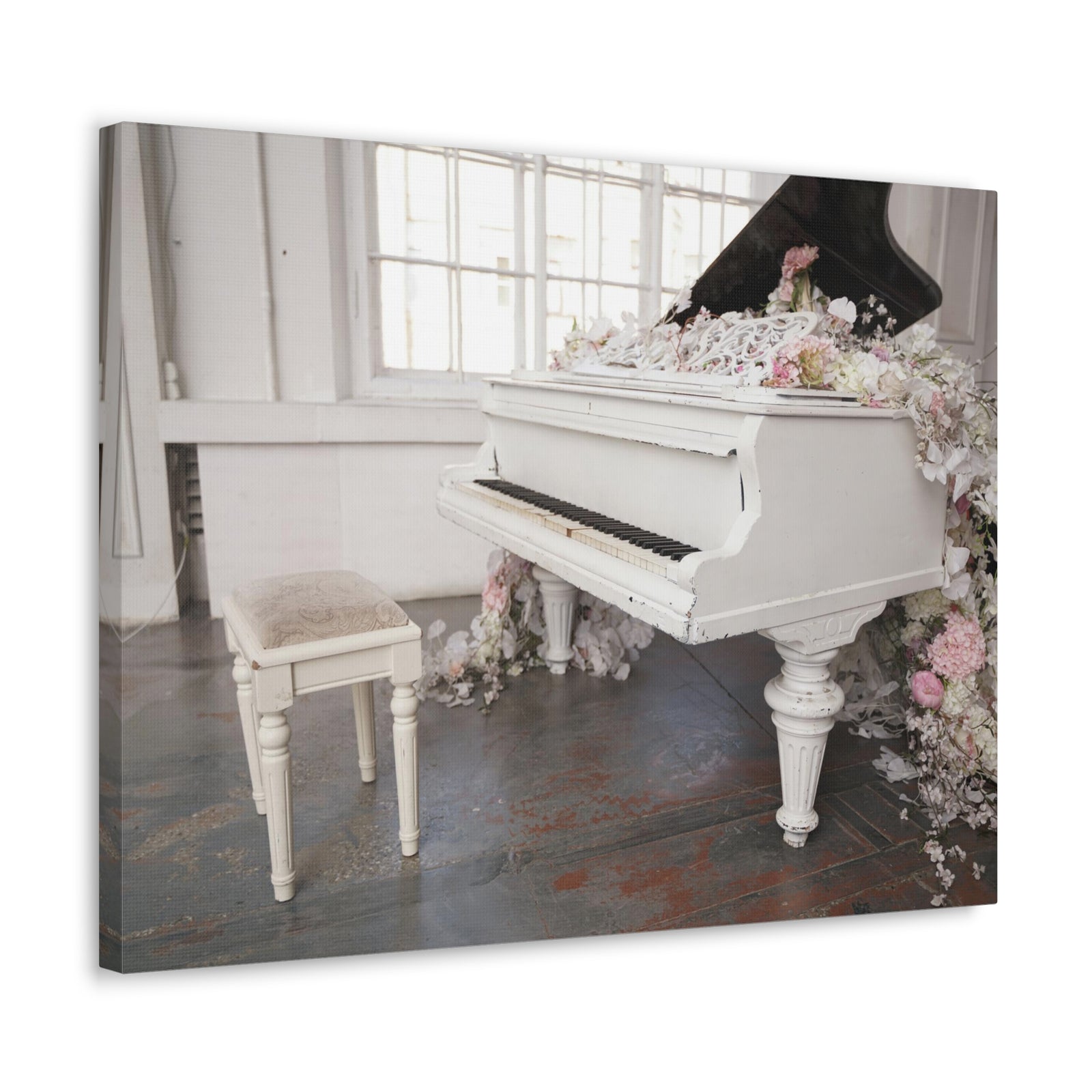 Piano with Flowers Music Lover's Delight Piano Keyboard Canvas Wall Art for Home Decor Ready-to-Hang-Express Your Love Gifts