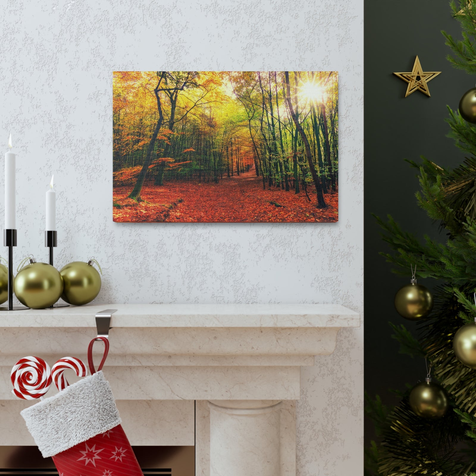 Autumn Forest is Beautiful Forest Floral Nature Photography Canvas Wall Art for Home Decor Ready-to-Hang-Express Your Love Gifts
