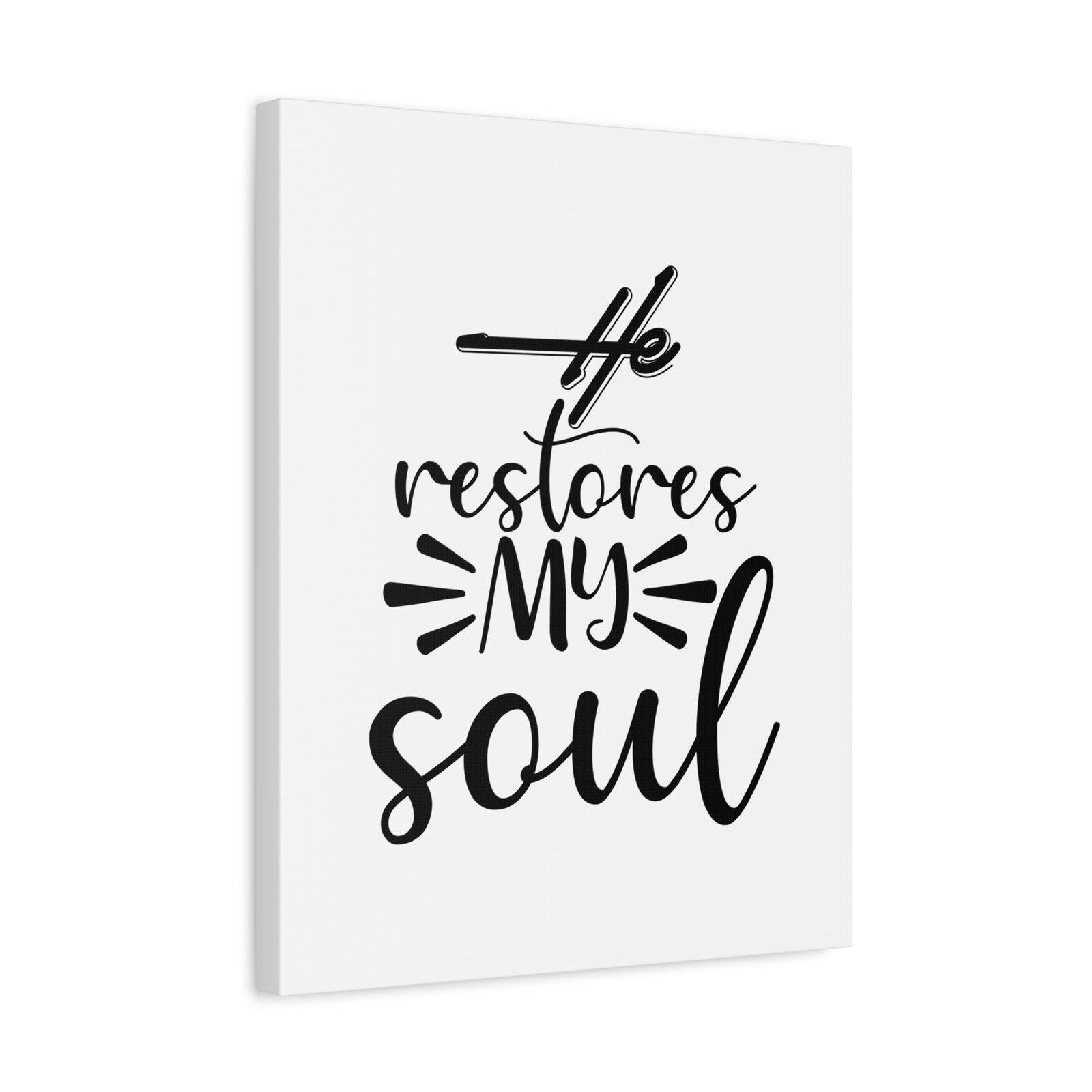 Scripture Canvas He Restores My Soul Psalm 23:3 Christian Wall Art Bible Verse Print Ready to Hang-Express Your Love Gifts