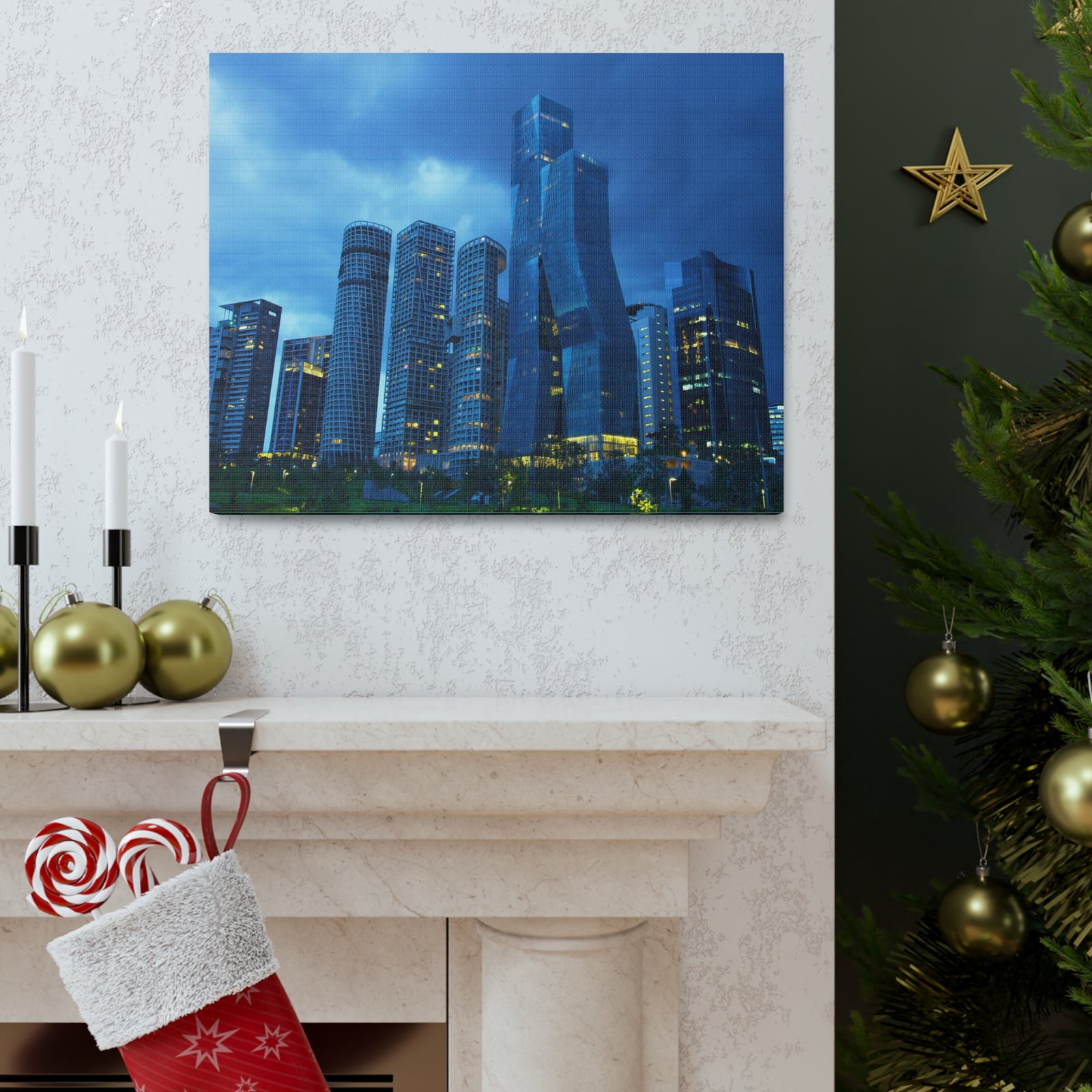 Mexico City Night Skyline Canvas Artwork High-Quality Breathtaking Stunning Cityscape for Home Decor Ready to Hang-Express Your Love Gifts