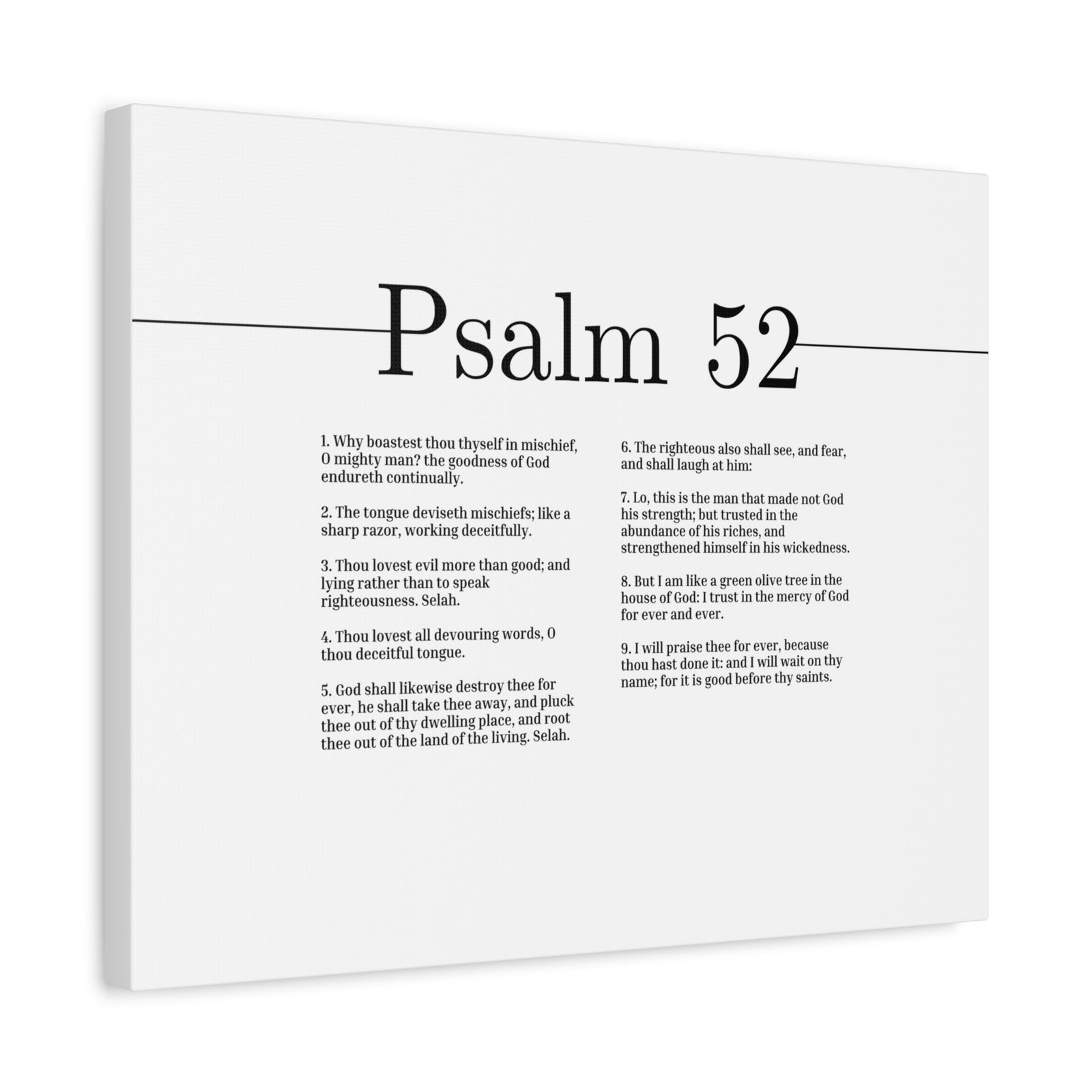 Scripture Canvas The House Of God Psalm 52 Christian Wall Art Bible Verse Print Ready to Hang-Express Your Love Gifts