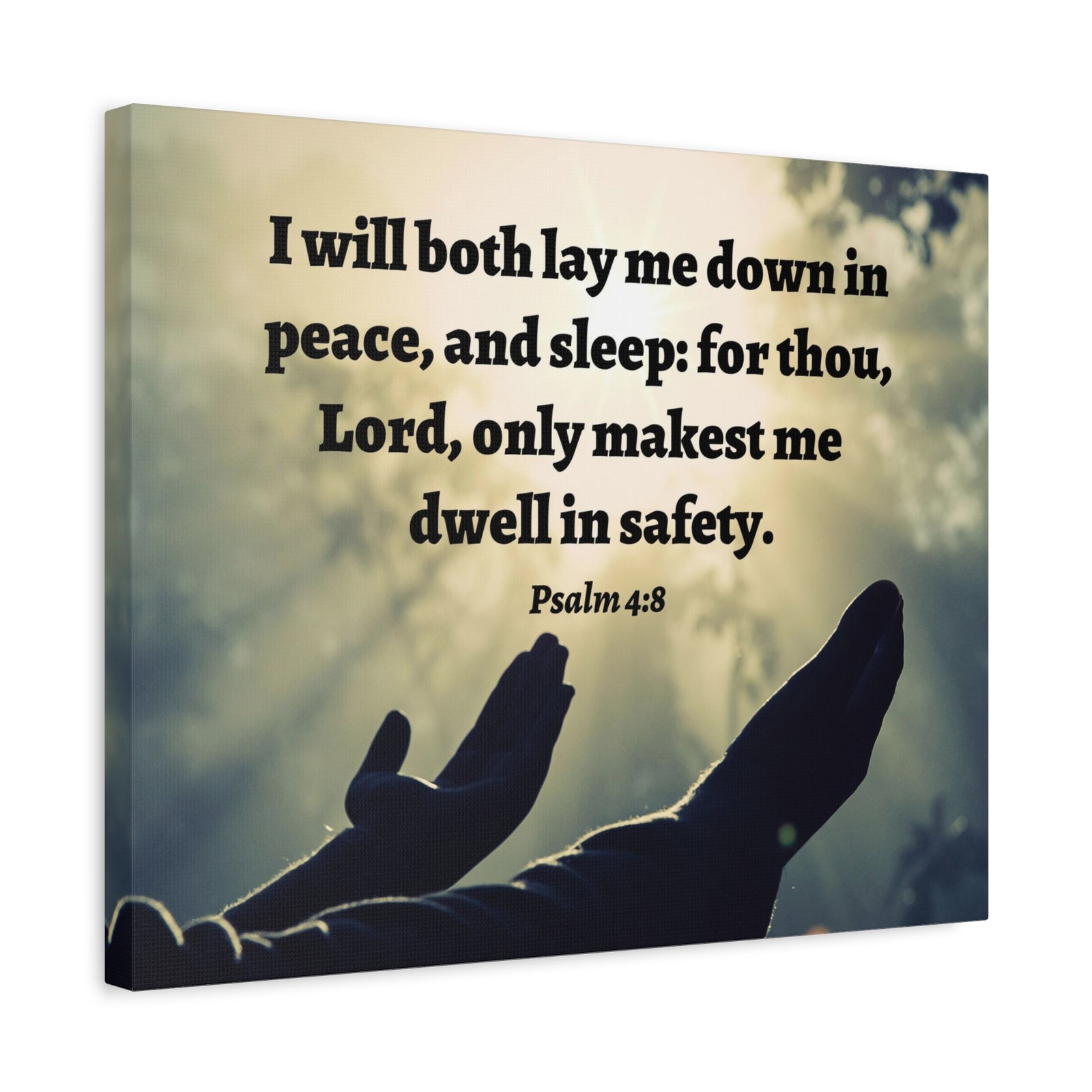 Scripture Walls Dwell In Safety Psalm 4:8 Bible Verse Canvas Christian Wall Art Ready to Hang-Express Your Love Gifts