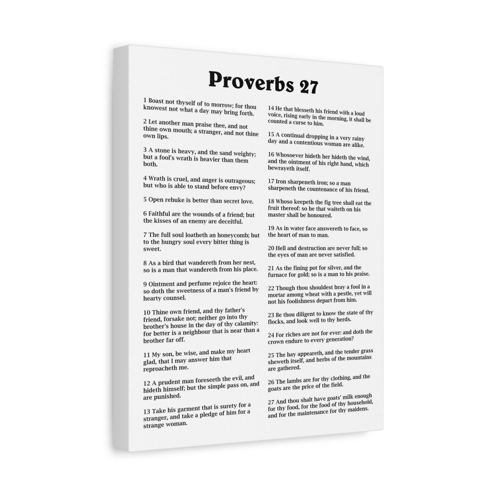 Scripture Walls Proverbs Chapter 27 White Bible Canvas Christian Wall Art Ready to Hang Unframed-Express Your Love Gifts