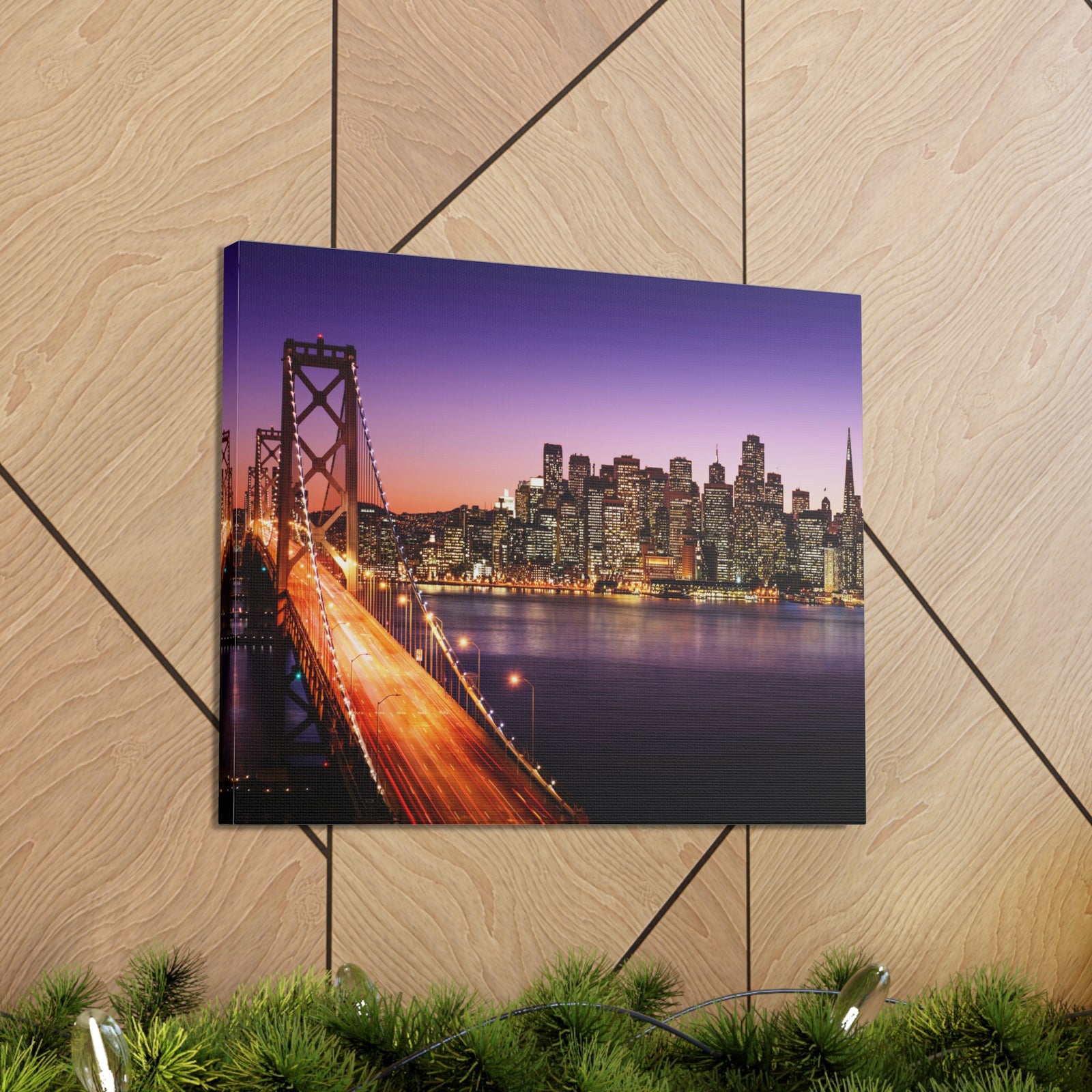 San Francisco Night Skyline Canvas Artwork High-Quality Breathtaking Stunning Cityscape for Home Decor Ready to Hang-Express Your Love Gifts