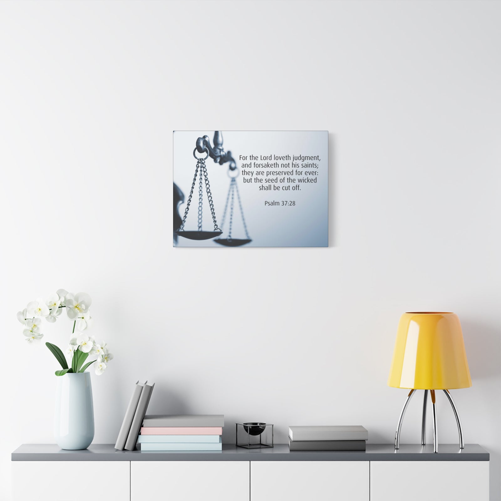 Scripture Canvas Lord Loveth Judgment Psalm 37:28 Christian Wall Art Bible Verse Print Ready to Hang-Express Your Love Gifts