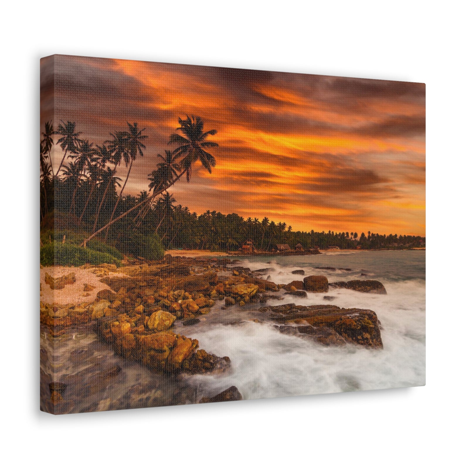 Sunset Beach With Coconut Palms Ocean Canvas Wall Art for Home Decor Ready-to-Hang-Express Your Love Gifts