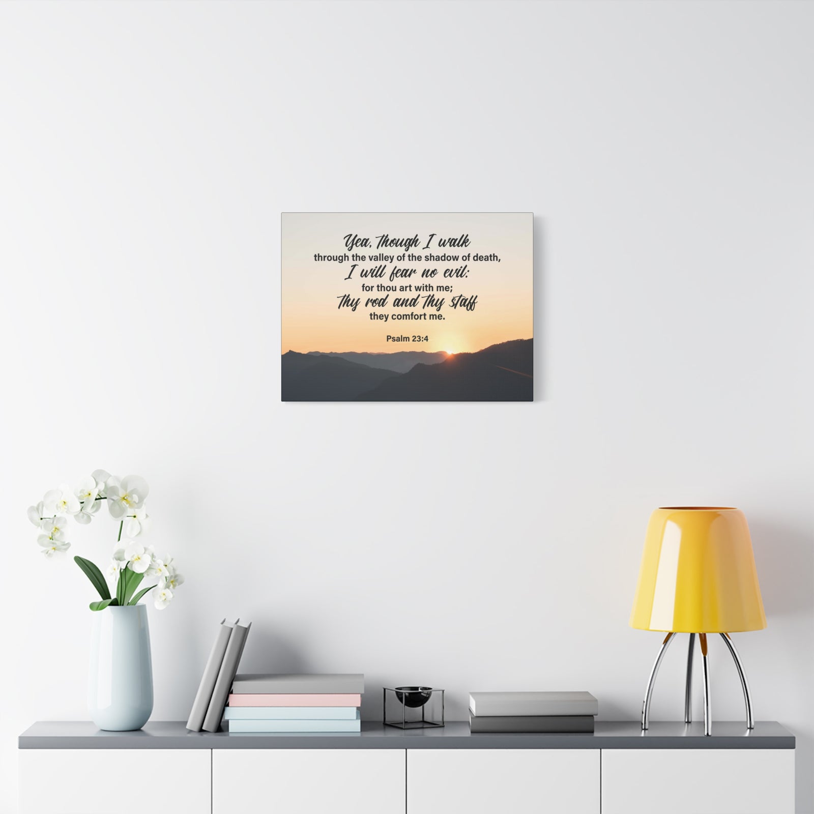 Bible Verse Canvas I WIll Fear No Evil Psalm 23:4 Wall Art Christian Home Decor Psalm 23:4-Express Your Love Gifts