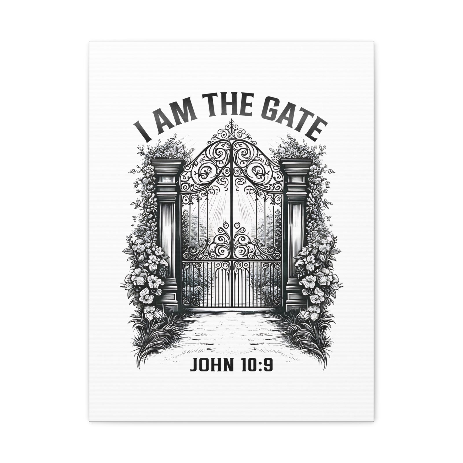 Scripture Walls John 10:9 I Am The Gate Bible Verse Canvas Christian Wall Art Ready to Hang Unframed-Express Your Love Gifts