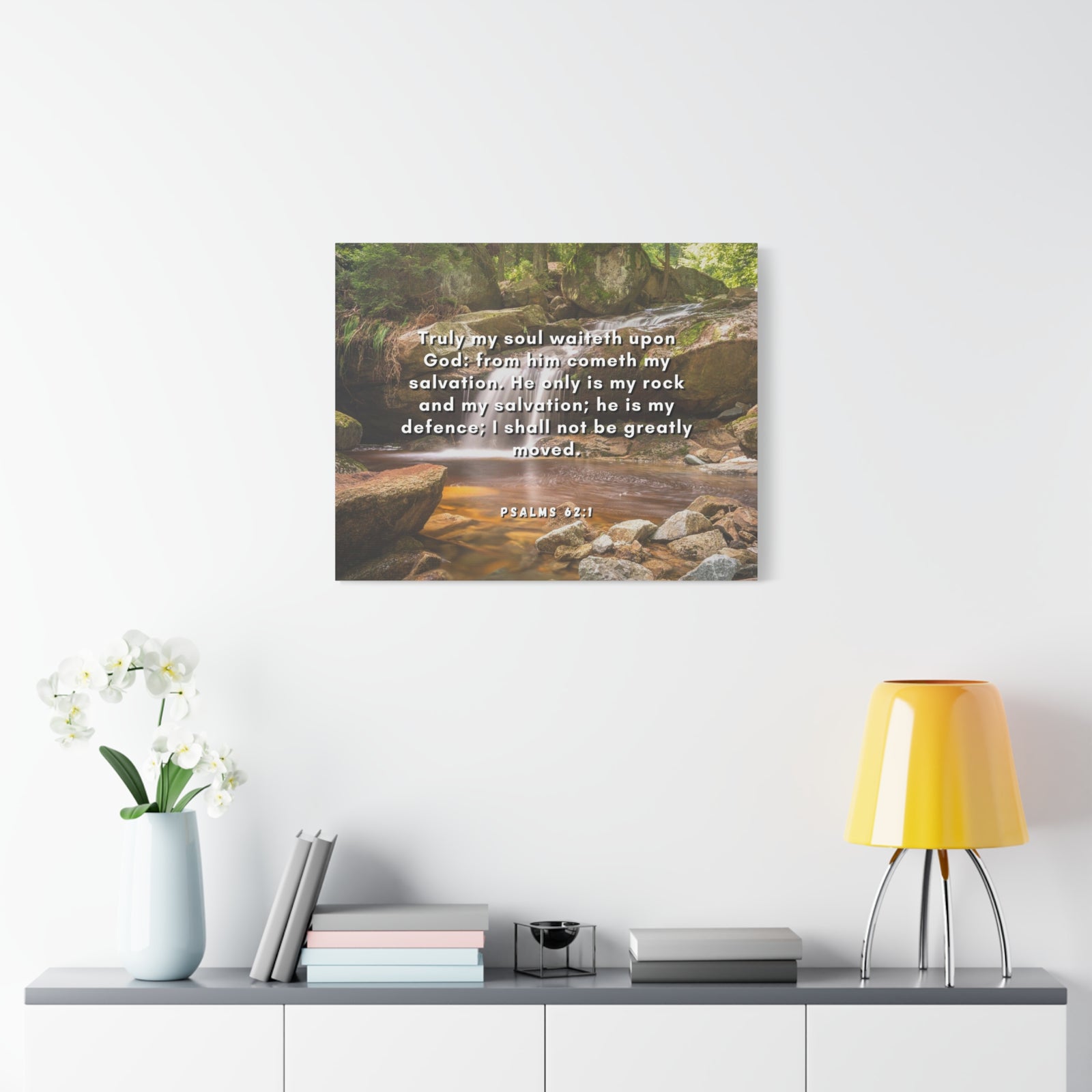Scripture Canvas My Salvation Psalm 62:1 Christian Wall Art Bible Verse Print Ready to Hang-Express Your Love Gifts