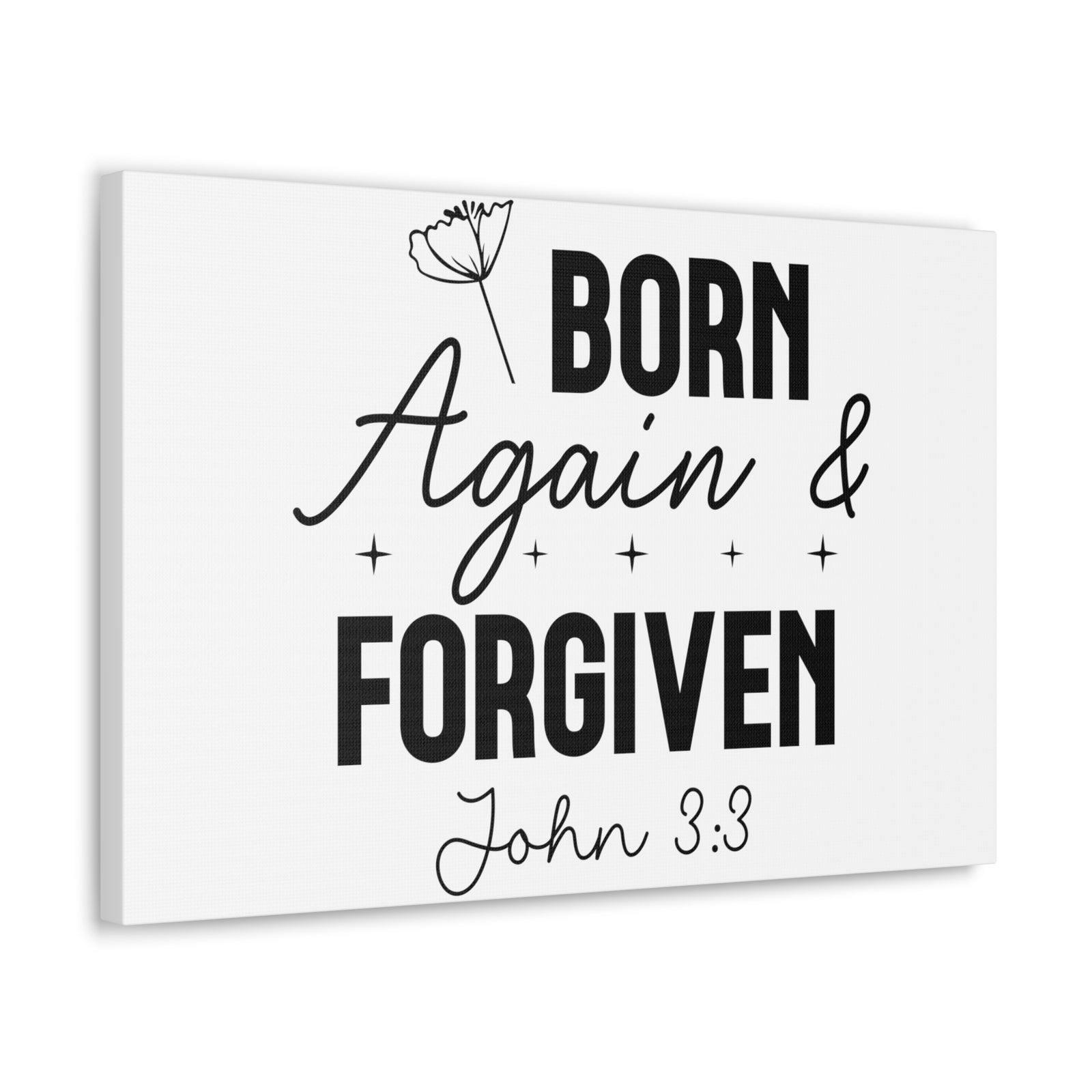 Scripture Walls John 3:3 Born Again and Forgiven Bible Verse Canvas Christian Wall Art Ready to Hang Unframed-Express Your Love Gifts
