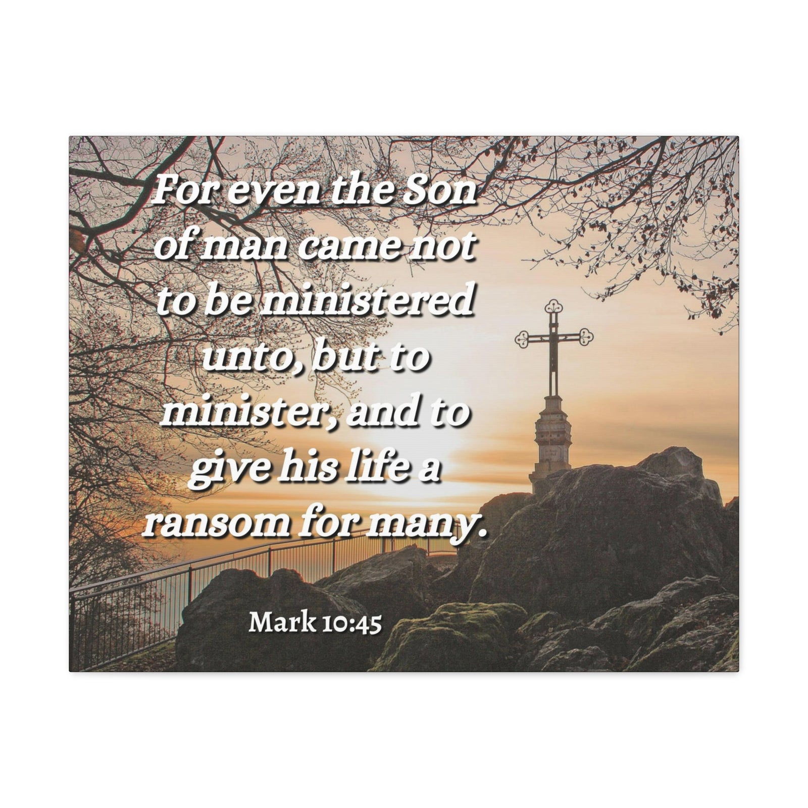 Scripture Canvas Son Of Man Mark 10:45 Christian Wall Art Bible Verse Print Ready to Hang-Express Your Love Gifts