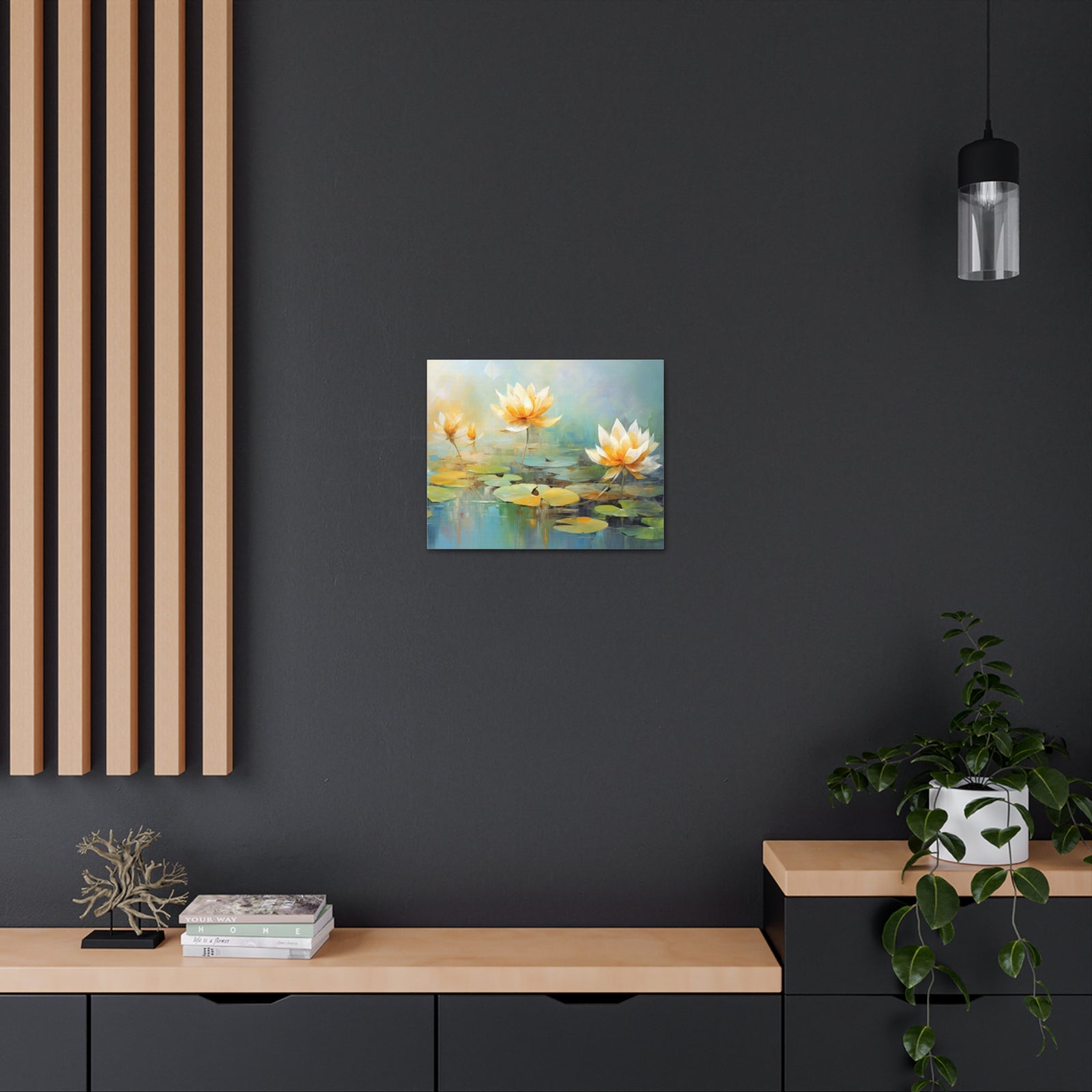Hand-painted Lotus Flower Canvas Wall Art for Home Decor Ready-to-Hang-Express Your Love Gifts