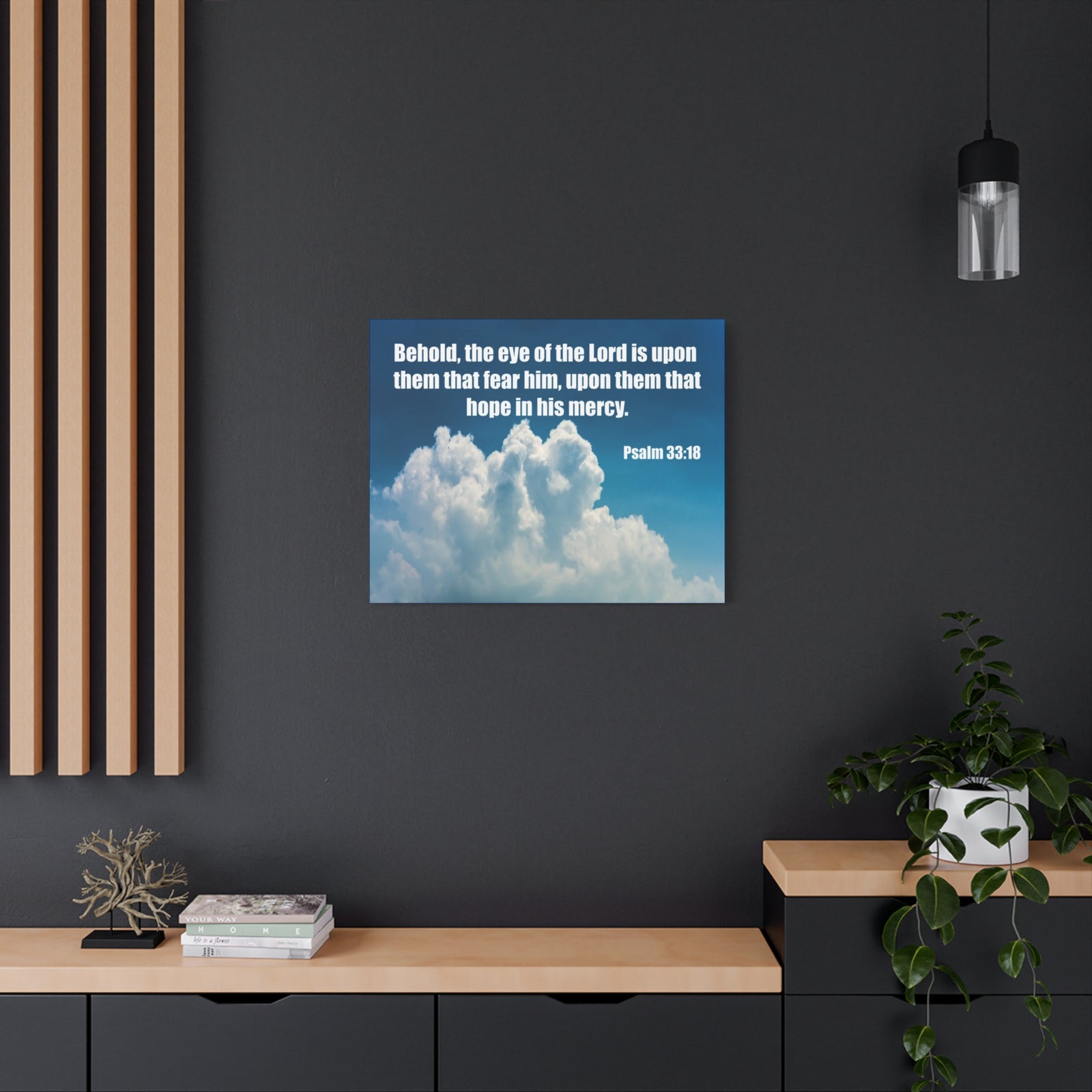 Bible Verse Canvas Hope in His Mercy Psalm 33:18 Christian Home Décor Wall Art Scripture Ready to Hang Faith Print-Express Your Love Gifts