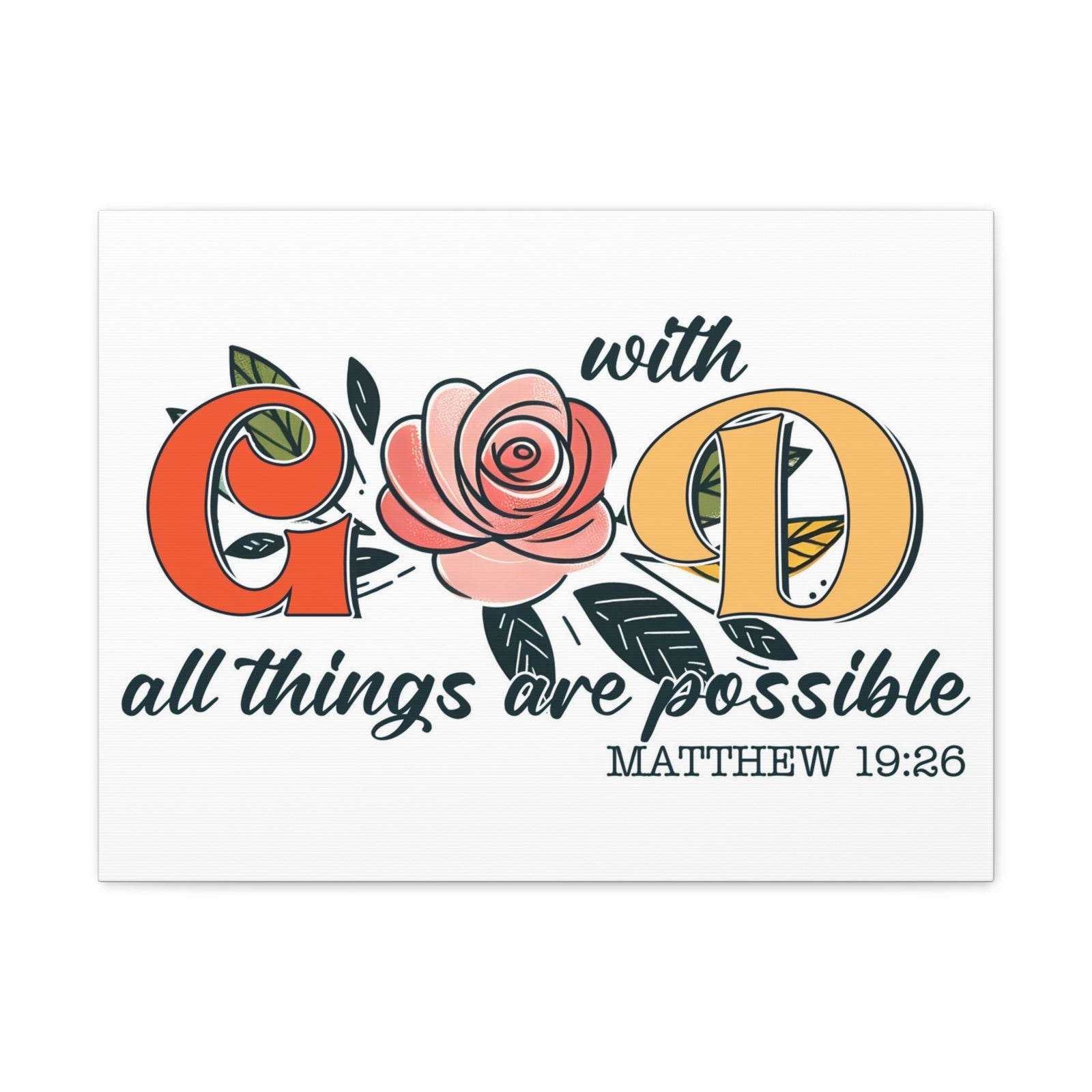 Scripture Walls Matthew 19:26 All Things are Possible Bible Verse Canvas Christian Wall Art Ready to Hang Unframed-Express Your Love Gifts