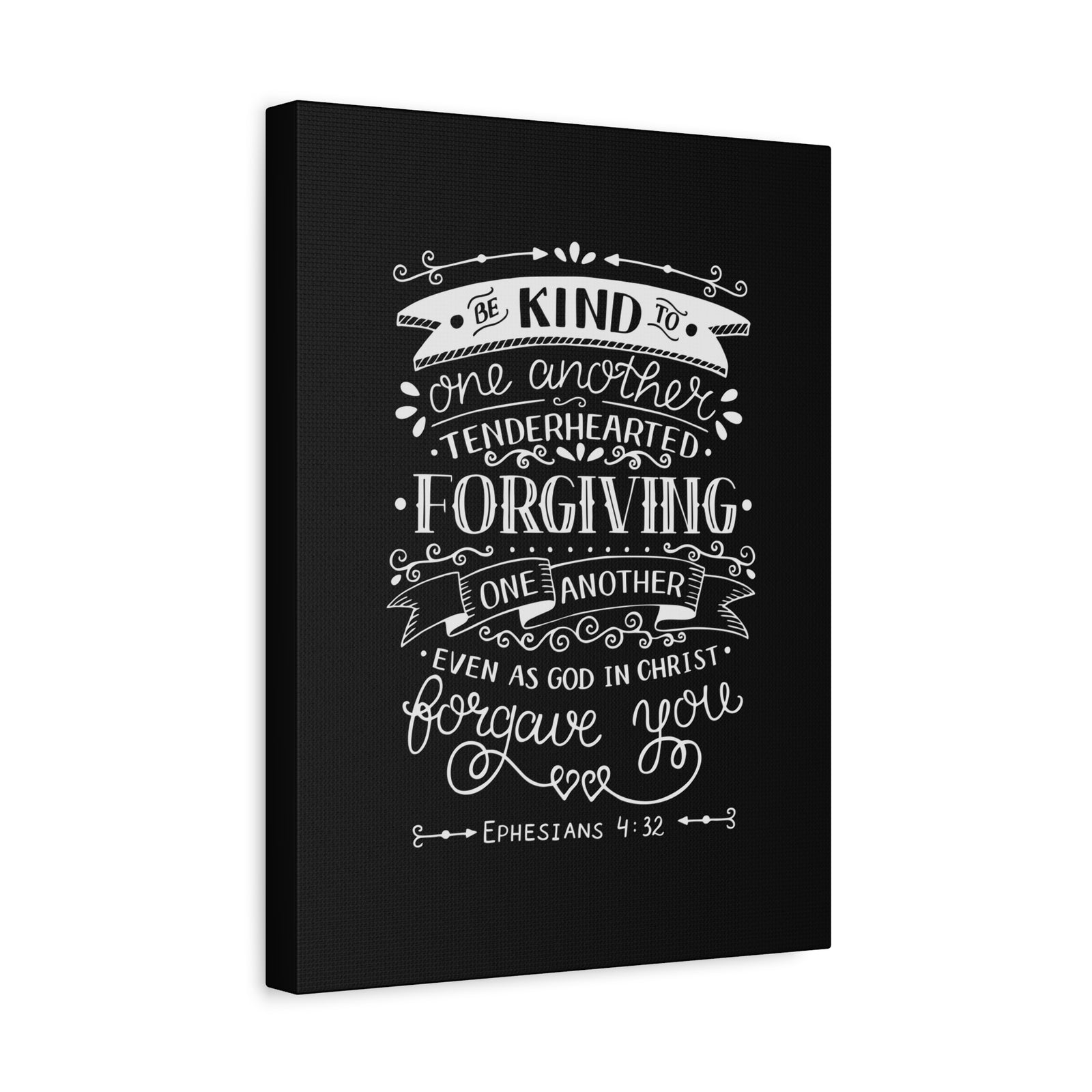 Scripture Canvas Tenderhearted Black Ephesians 4:32 Christian Wall Art Bible Verse Print Ready to Hang-Express Your Love Gifts