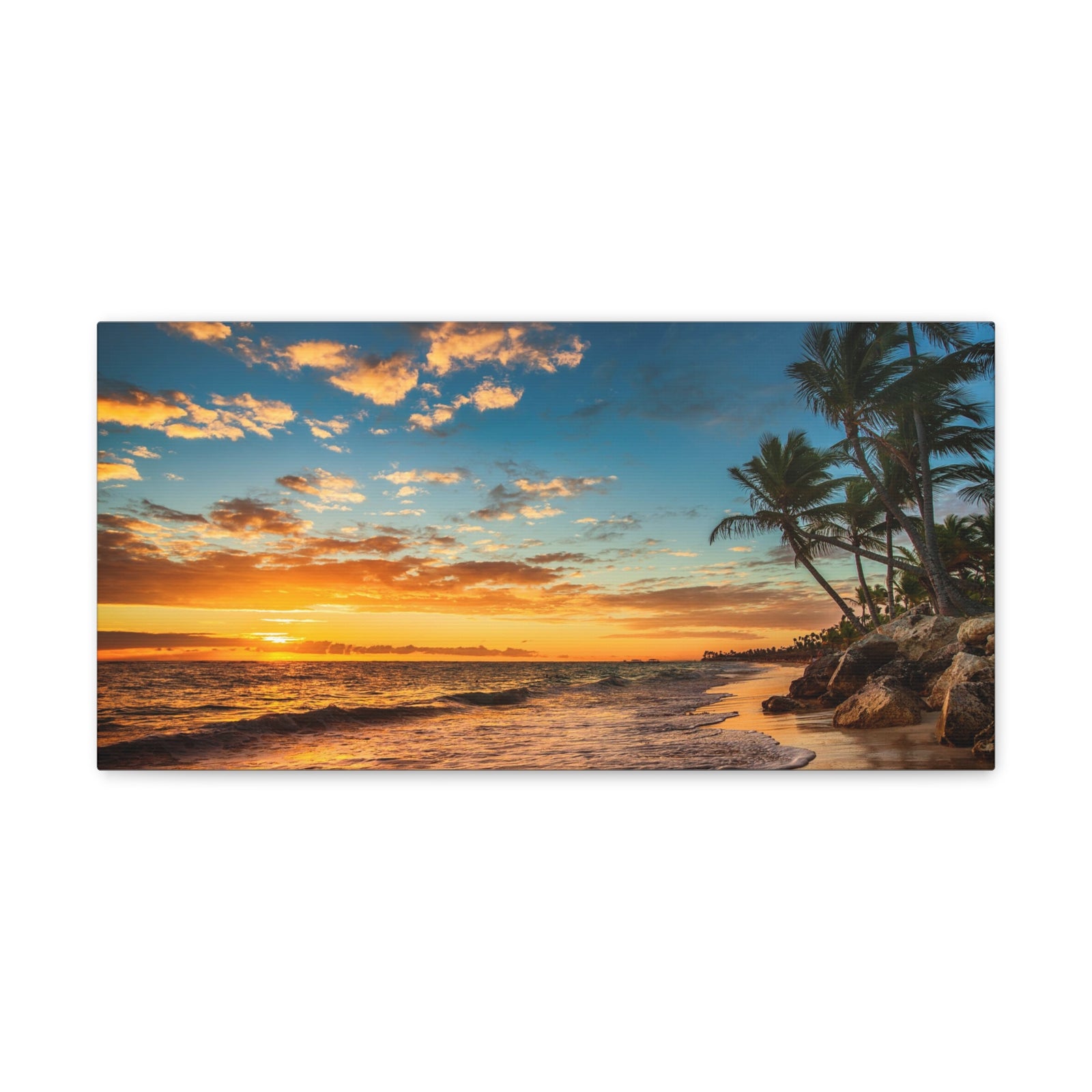 Tropical Island Beach Sunrise Ocean Canvas Wall Art for Home Decor Ready-to-Hang-Express Your Love Gifts