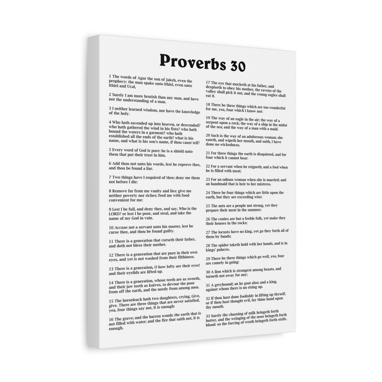 Scripture Walls Proverbs Chapter 30 White Bible Canvas Christian Wall Art Ready to Hang Unframed-Express Your Love Gifts
