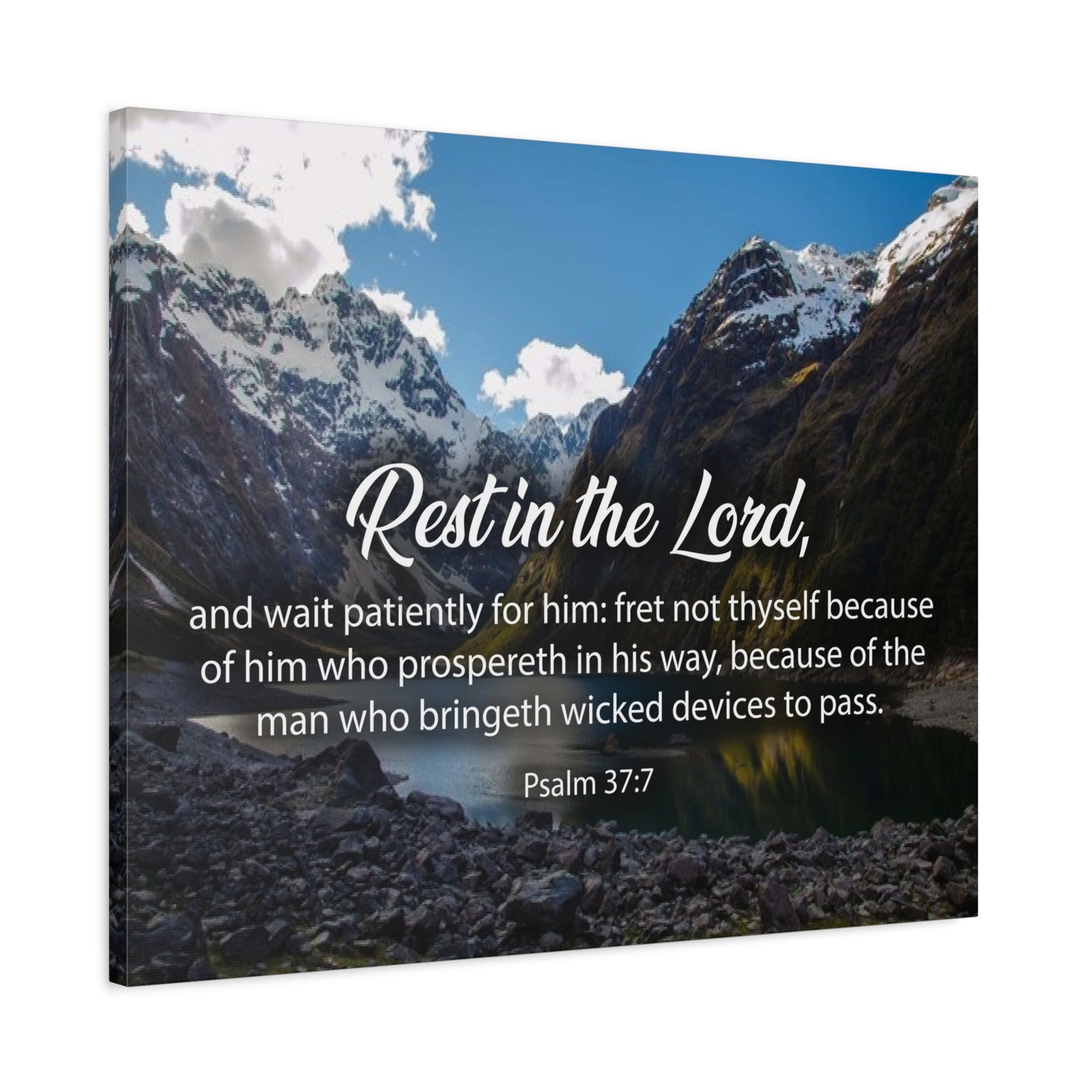 Bible Verse Canvas Rest in The Lord Psalm 37:7 Christian Home Decor Scripture Art-Express Your Love Gifts
