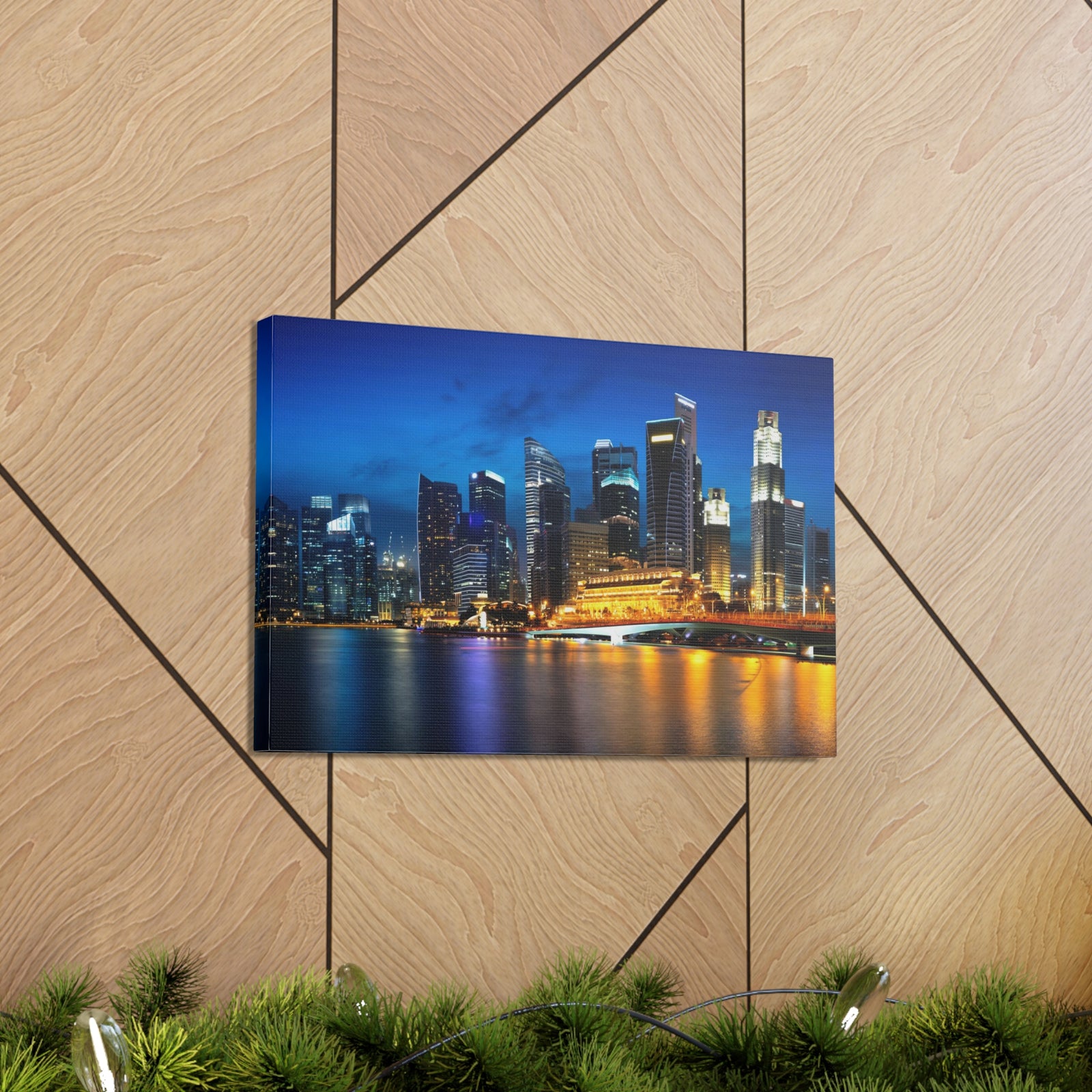 Singapore Night Skyline Canvas Artwork High-Quality Breathtaking Stunning Cityscape for Home Decor Ready to Hang-Express Your Love Gifts
