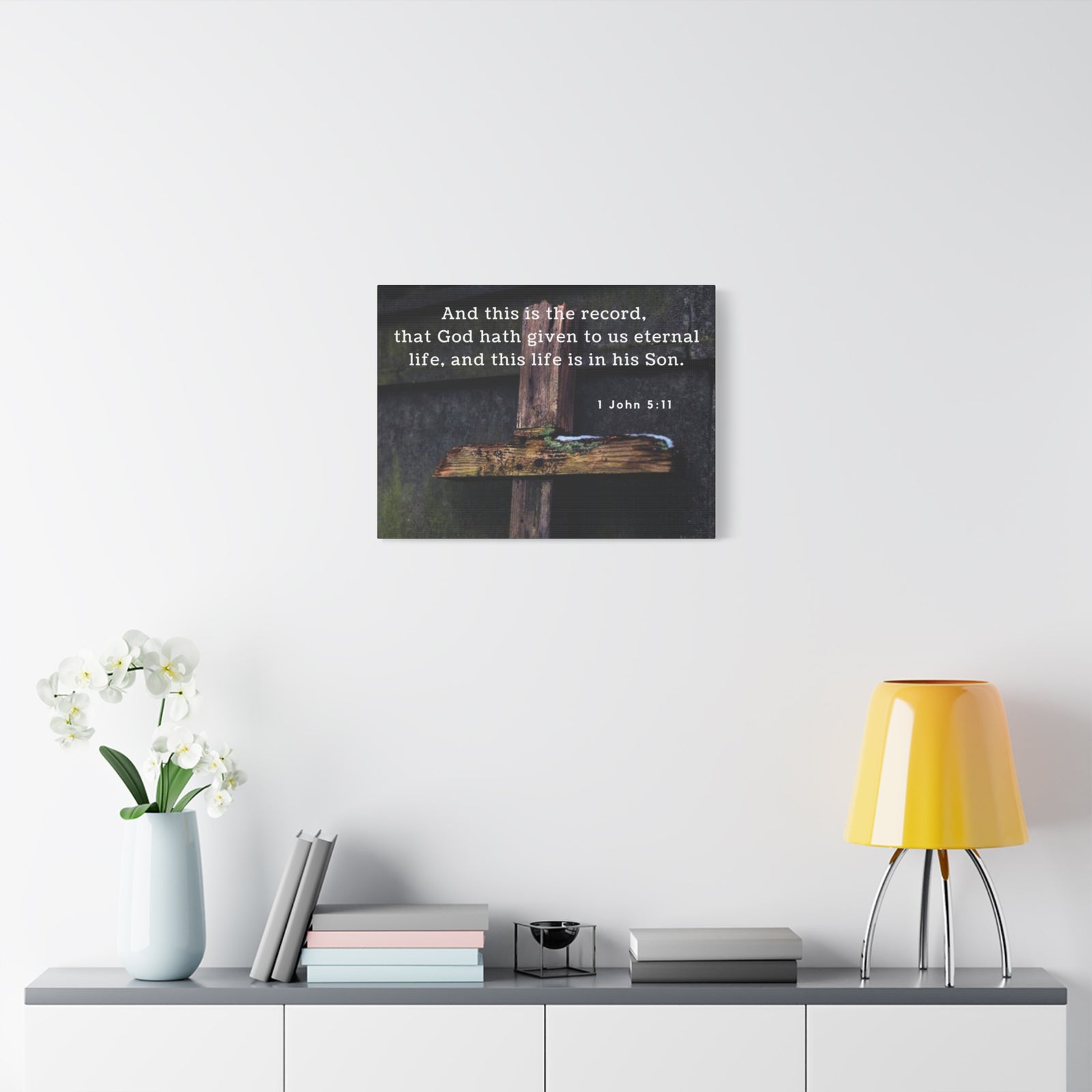 Scripture Walls The Record 1 John 5:11 Bible Verse Canvas Christian Wall Art Ready to Hang-Express Your Love Gifts