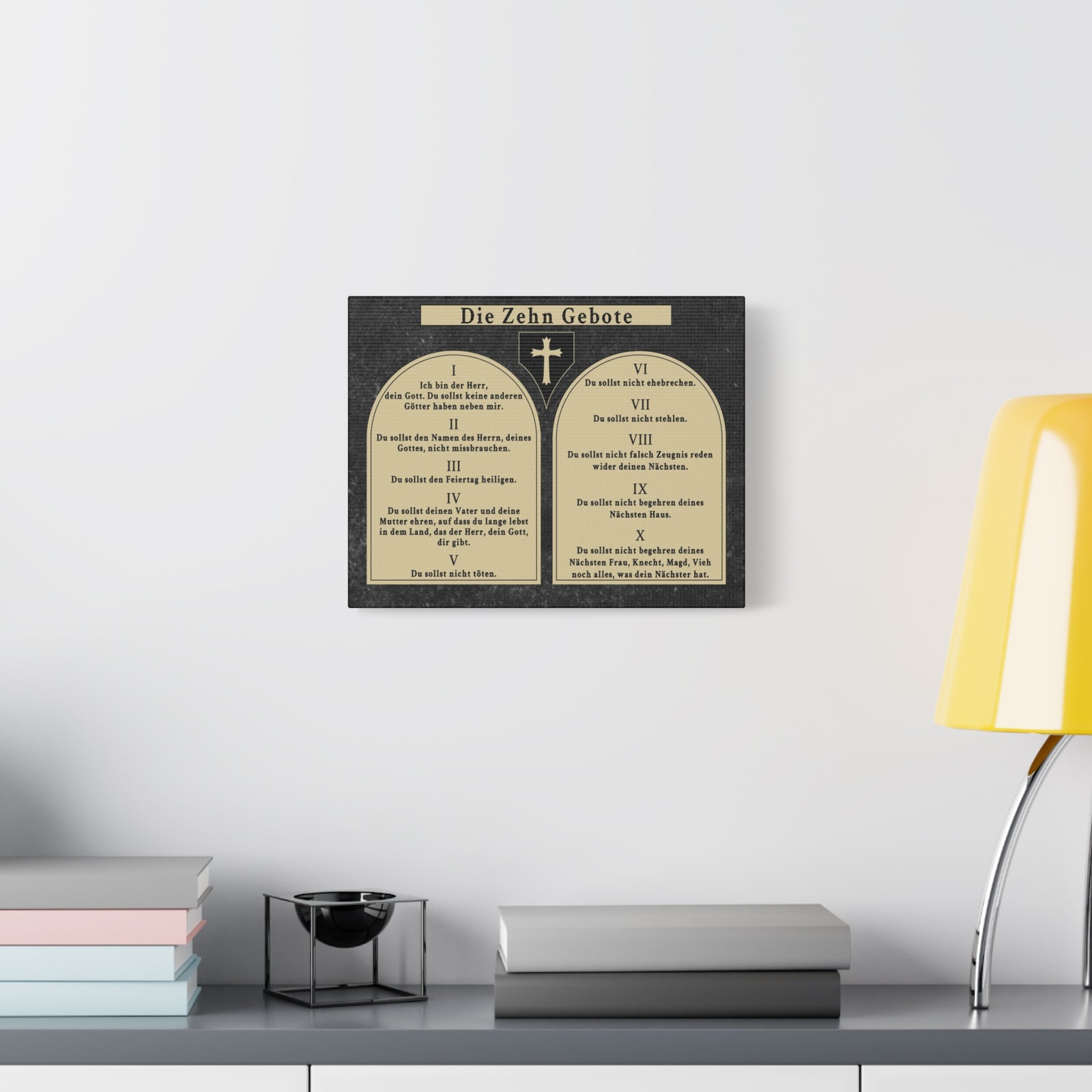 Scripture Walls Die Zehn Gebote Ten Commandments Tablets German Bible Verse Canvas Christian Wall Art Ready to Hang Unframed-Express Your Love Gifts