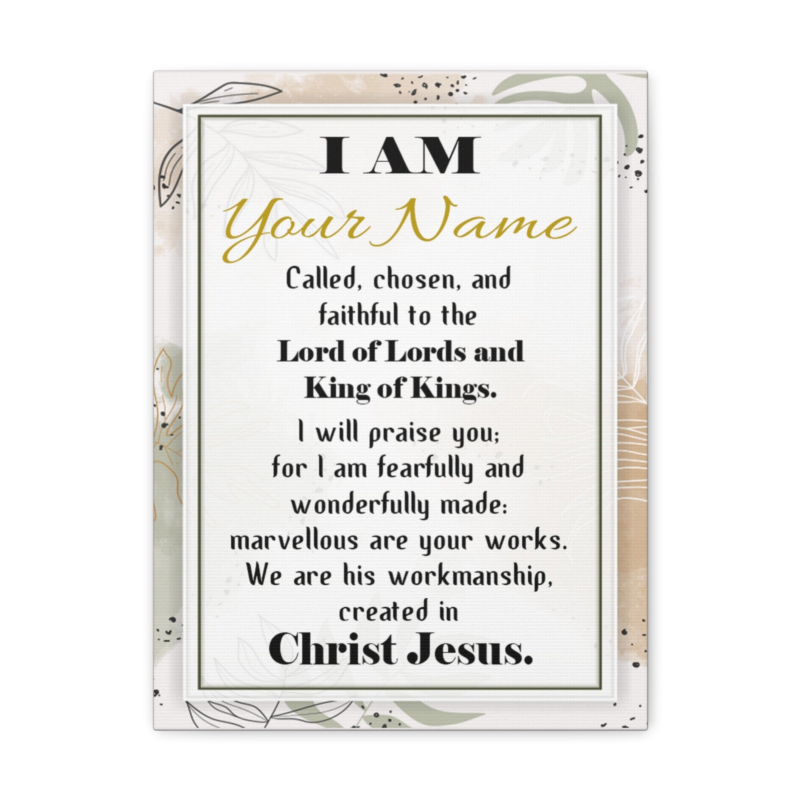 Personalized Called Chosen in Christ's Workmanship Bible Chapter Canvas Christian Wall Art Ready to Hang-Express Your Love Gifts